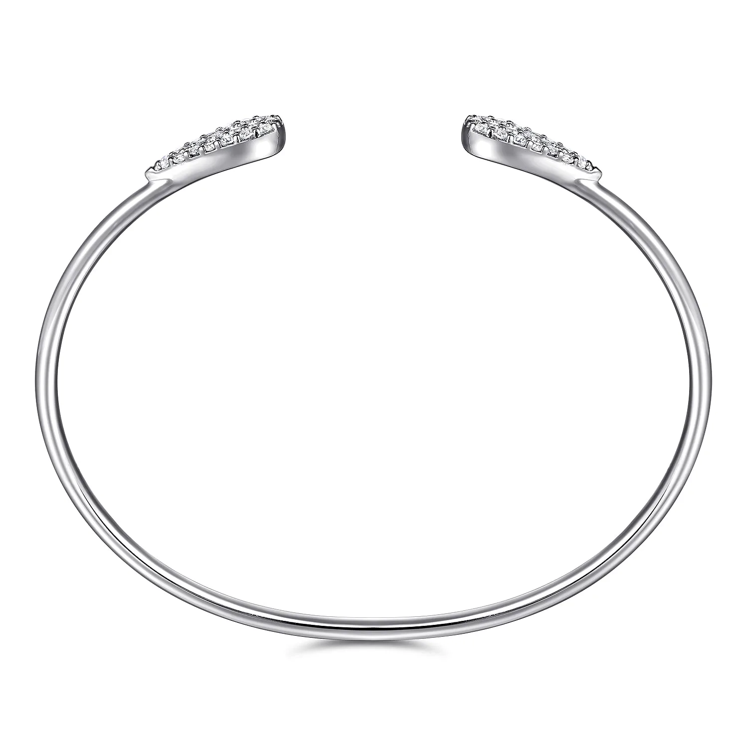 Teardrop White Sapphire Pave Split Bangle in Sterling Silver, photograph 3