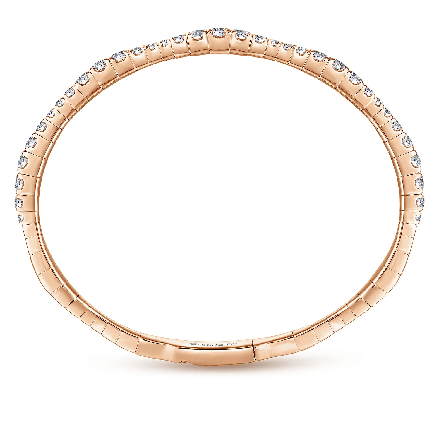 Graduating Diamond Station Bangle in 14K Rose Gold, photograph 3