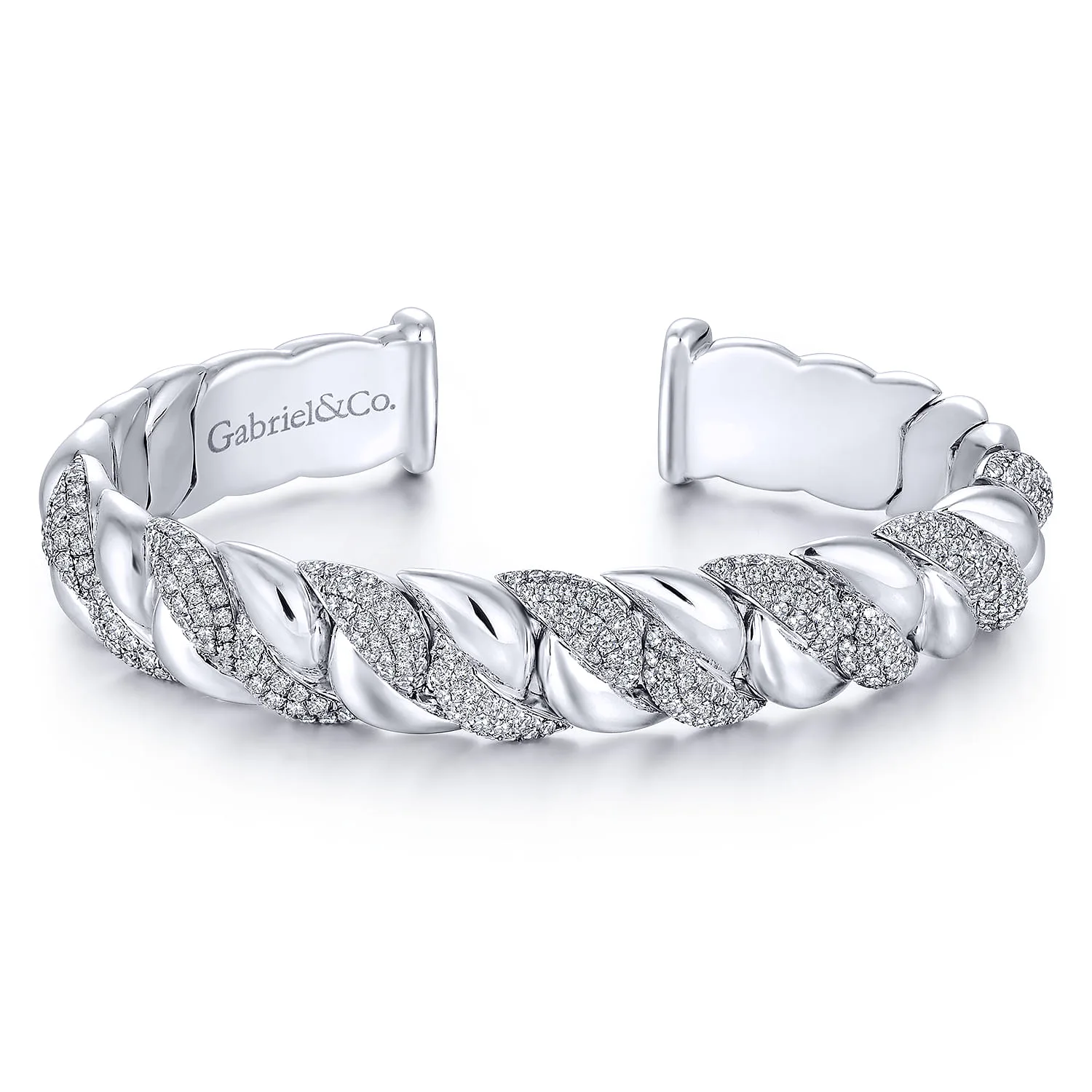 Twisted Link Diamond Pave Cuff Bracelet