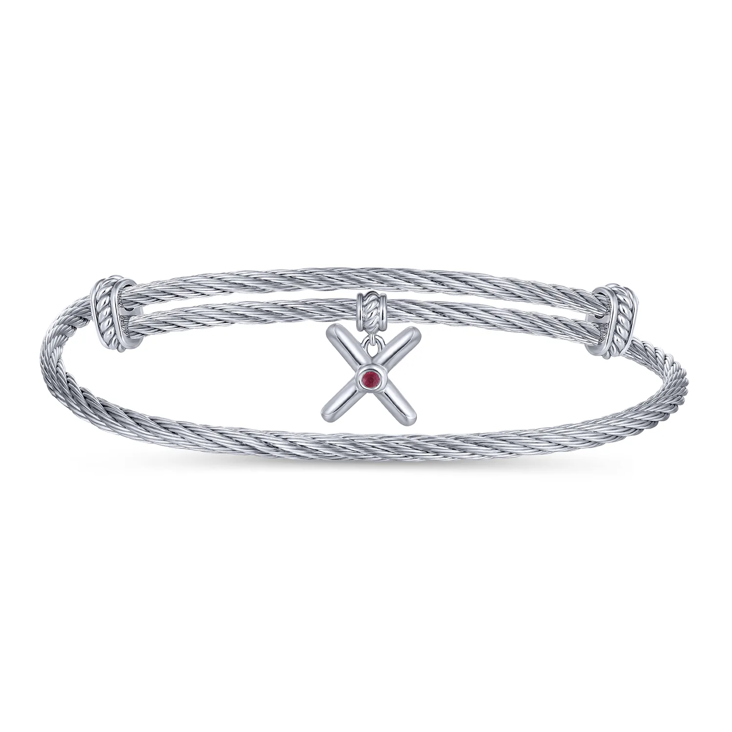 925 Silver-Stainless Steel Bangle in Sterling Silver