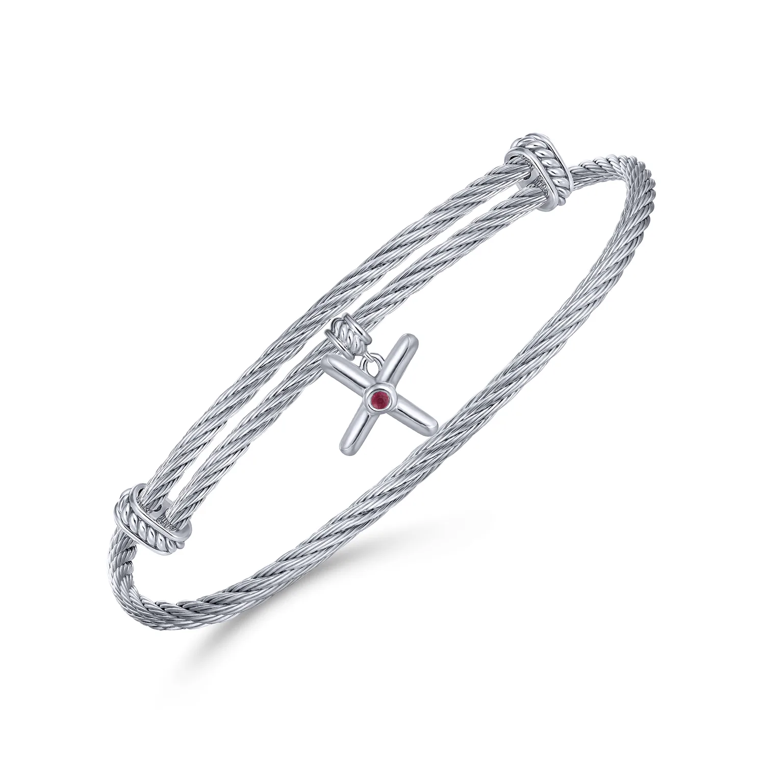 925 Silver-Stainless Steel Bangle in Sterling Silver, photograph 2