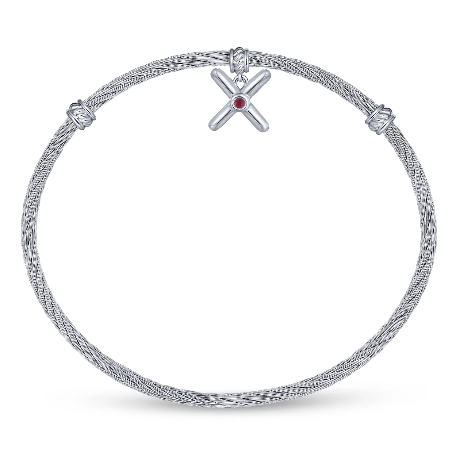925 Silver-Stainless Steel Bangle in Sterling Silver, photograph 3