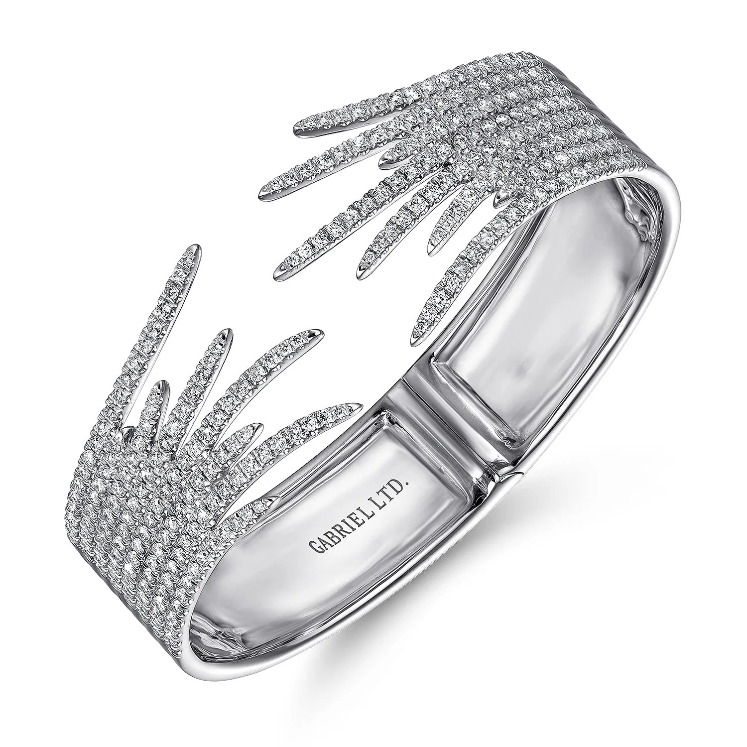 Split Fan Diamond Bangle in 18K White Gold, photograph 2