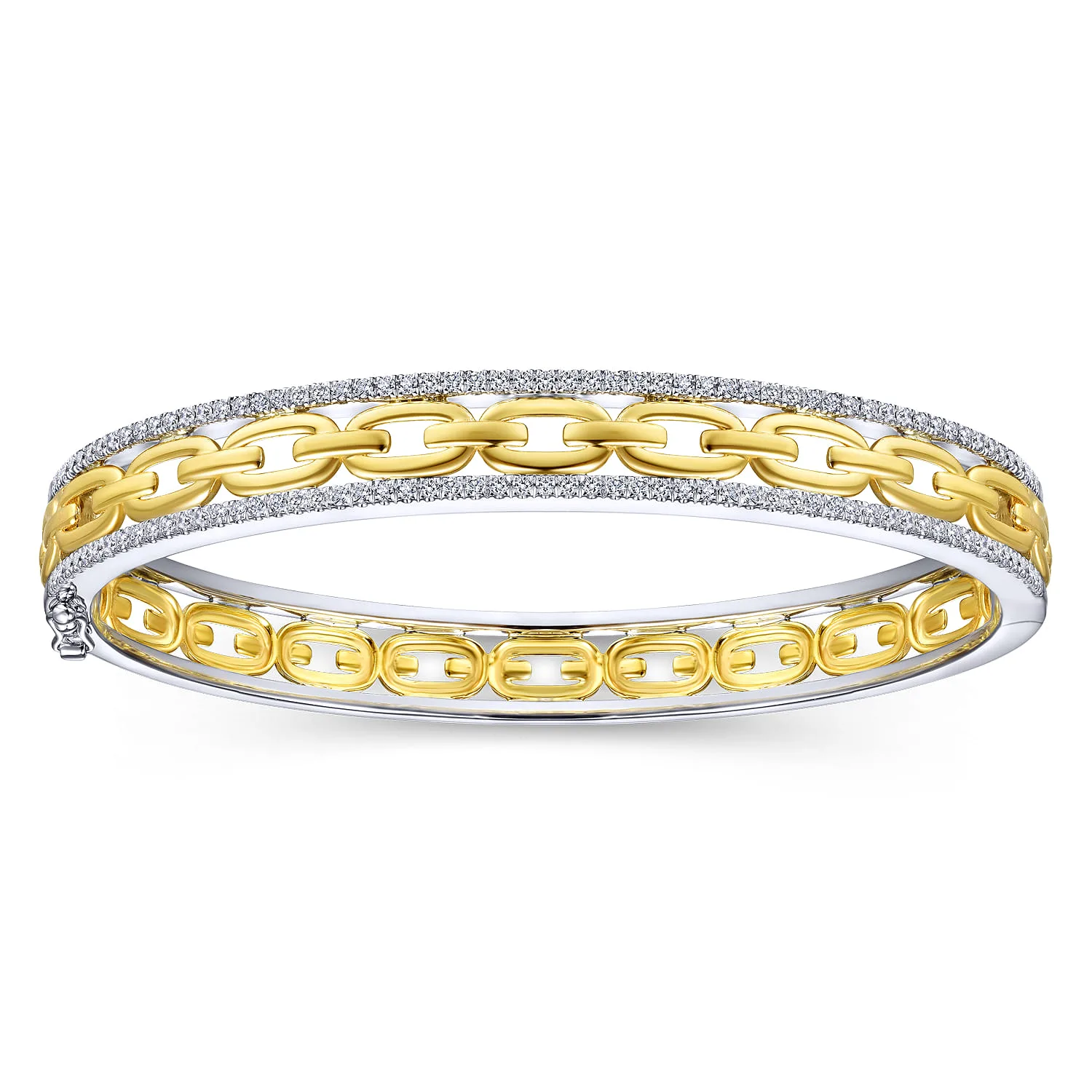 Chain Link Bangle with Diamond Frame