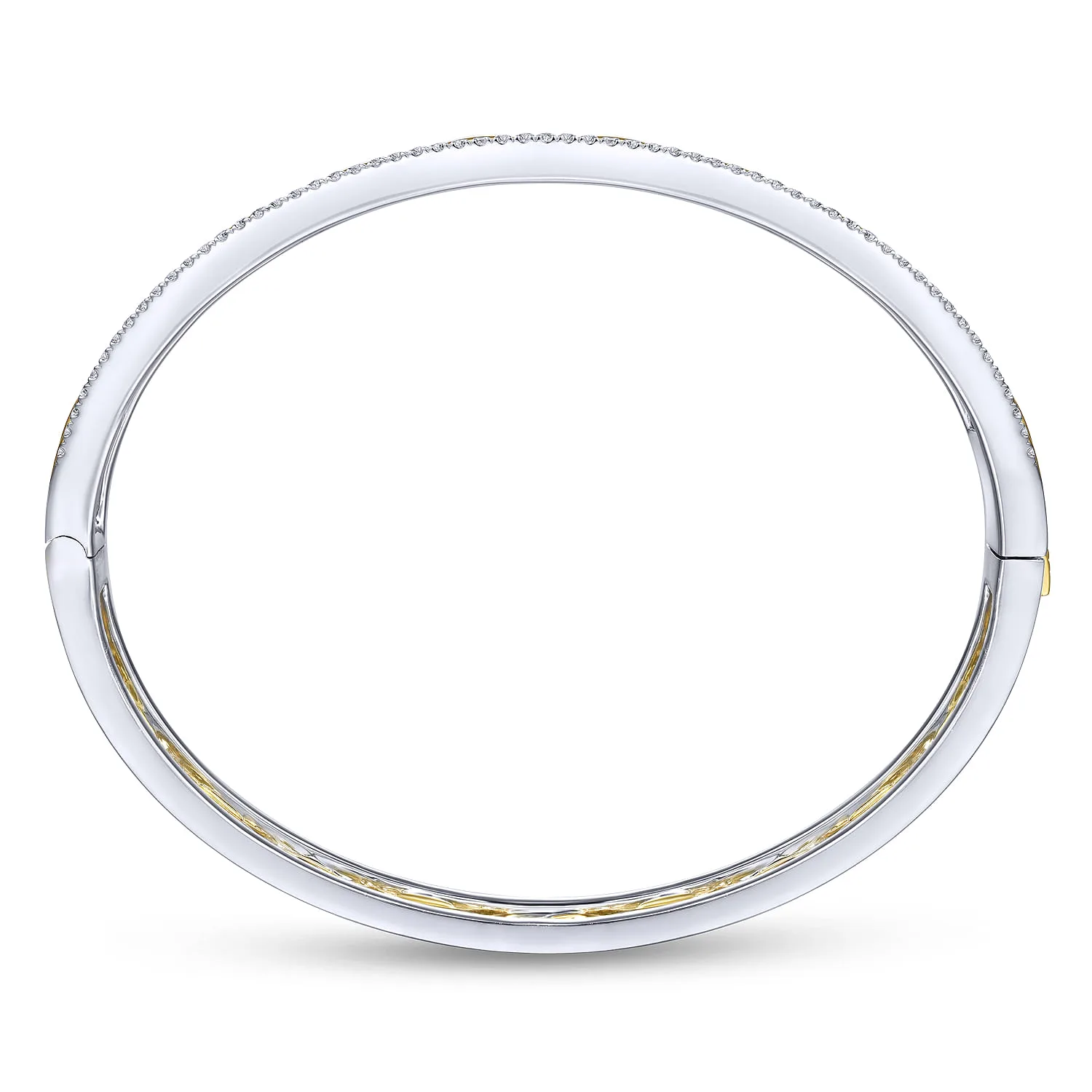 Chain Link Bangle with Diamond Frame in 14K White/Yellow Gold, photograph 3