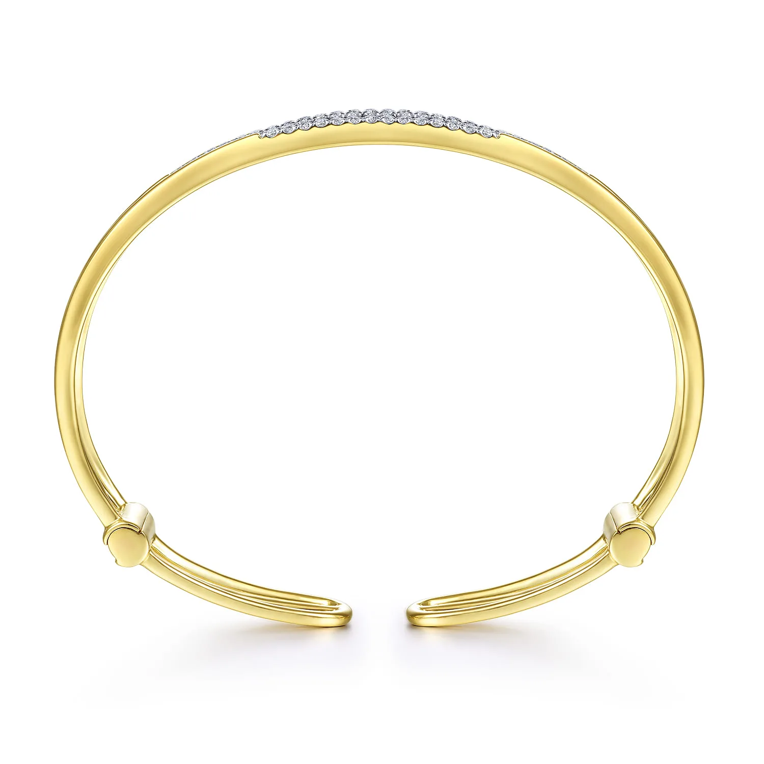 Chain Link Bangle with Diamond Frame in 14K Yellow Gold, photograph 3