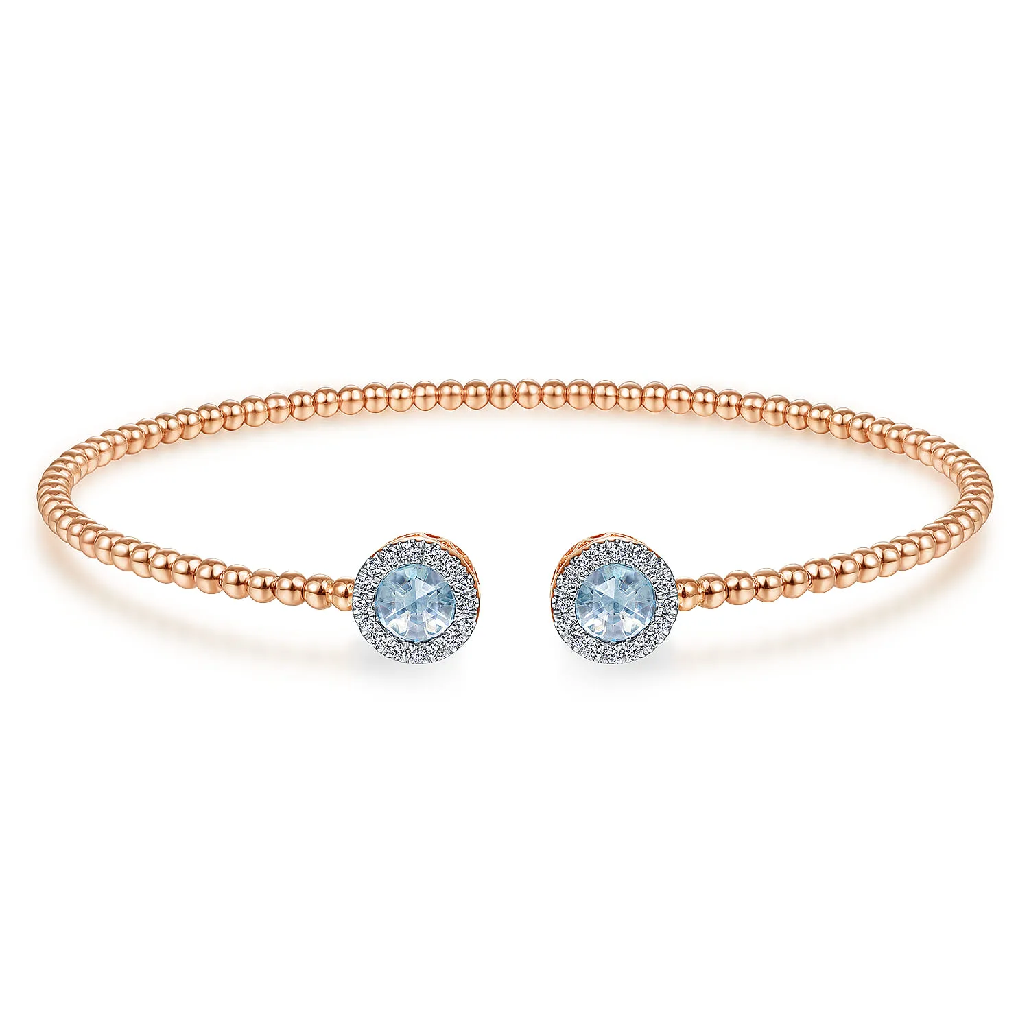 Round Sky Blue Topaz and Diamond Halo Bujukan Bangle