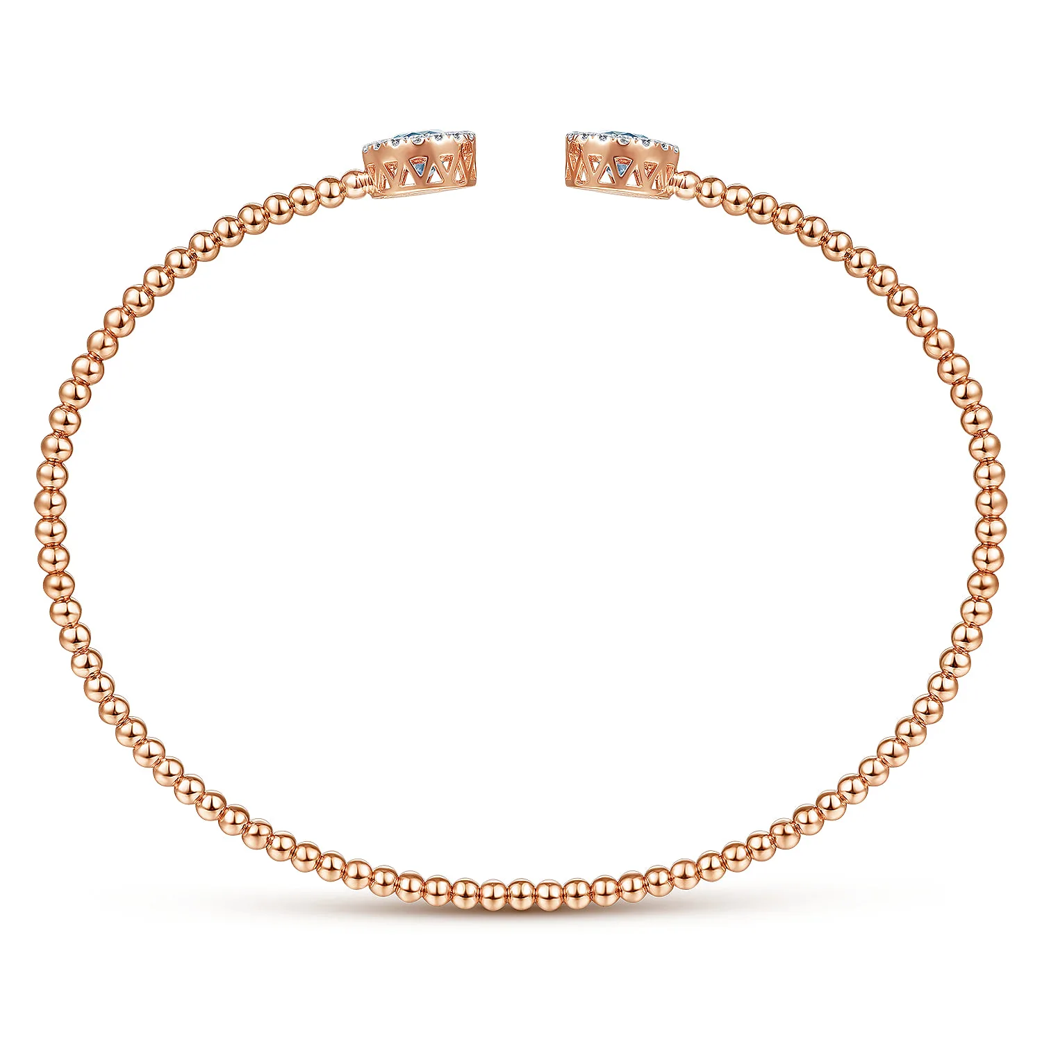 Round Sky Blue Topaz and Diamond Halo Bujukan Bangle in 14K Rose Gold, photograph 3
