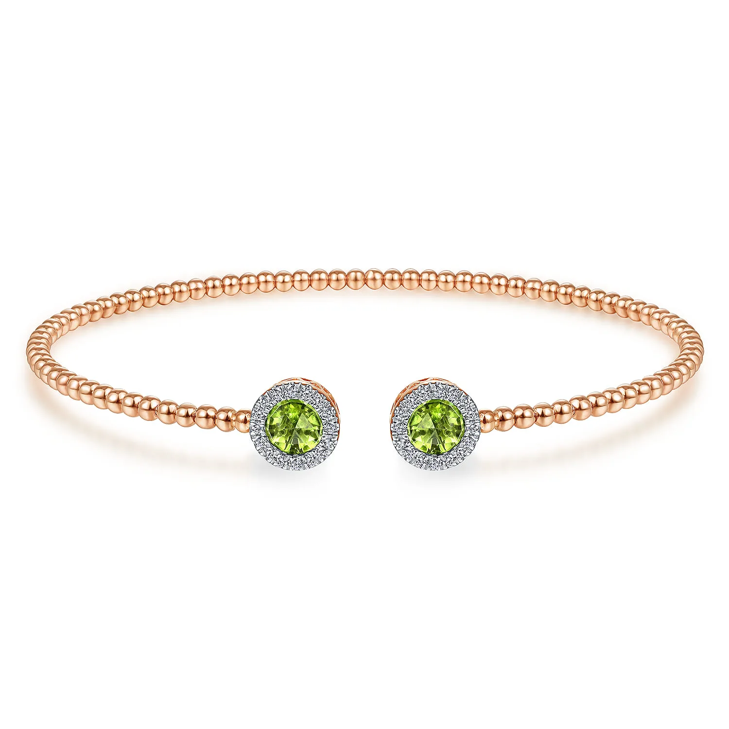 Round Peridot and Diamond Halo Bujukan Bangle