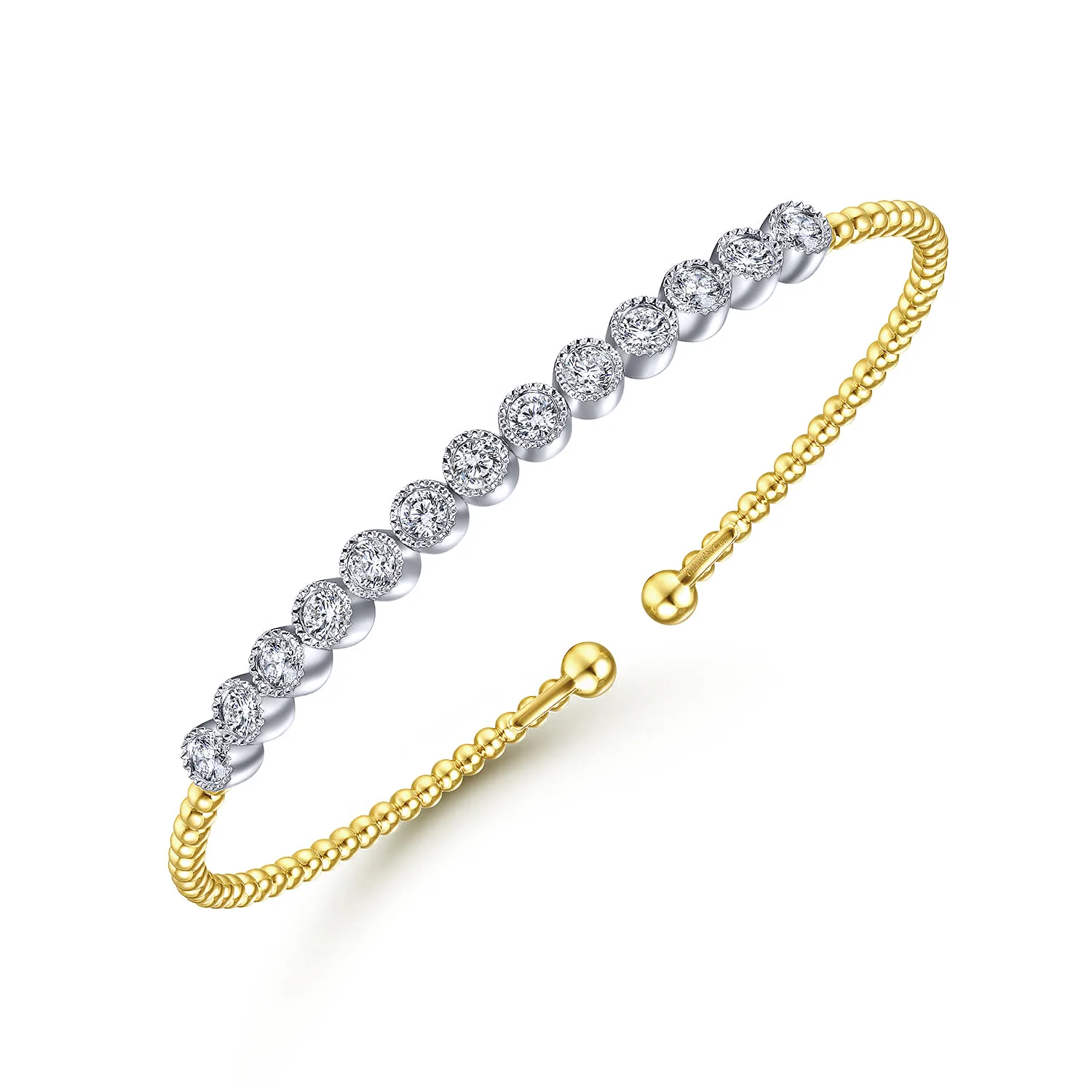 Diamond Bangle in 14K White/Yellow Gold, photograph 2