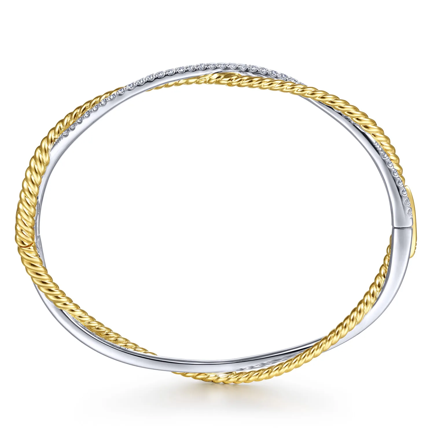 Twisted Rope and Diamond Bangle in 14K White/Yellow Gold, photograph 3