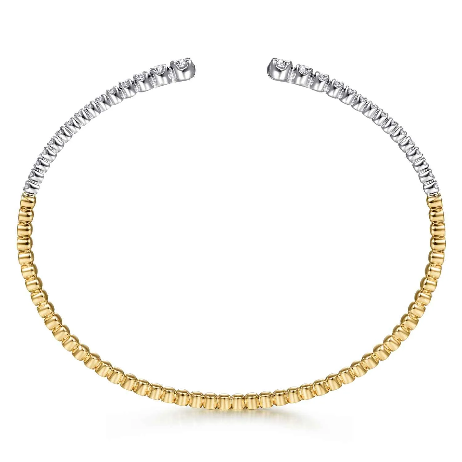 Split Cuff Bracelet with Graduating Diamonds in 14K White/Yellow Gold, photograph 3