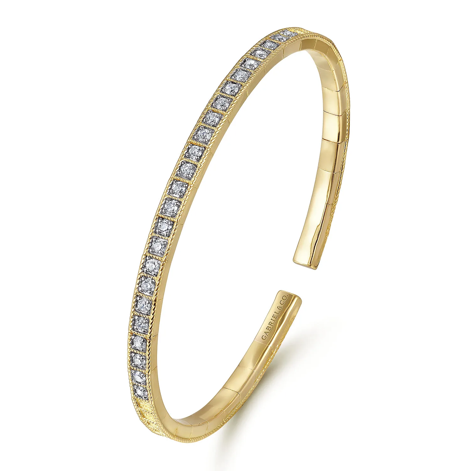 Diamond Bangle in 14K Yellow Gold, photograph 2