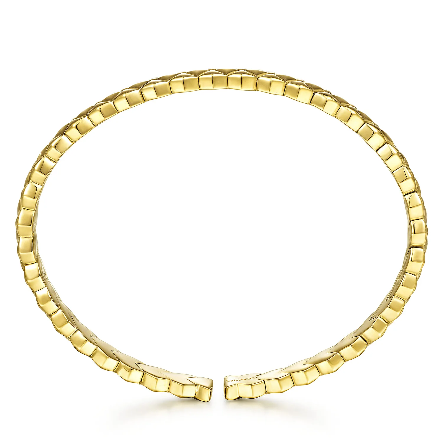 Textured Open Cuff Bracelet in 14K Yellow Gold, photograph 3