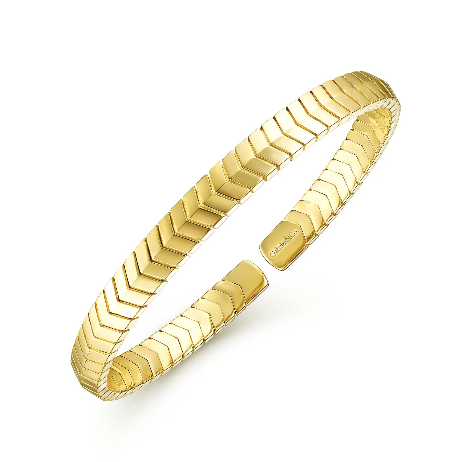 Chevron Open Cuff Bracelet in 14K Yellow Gold, photograph 2