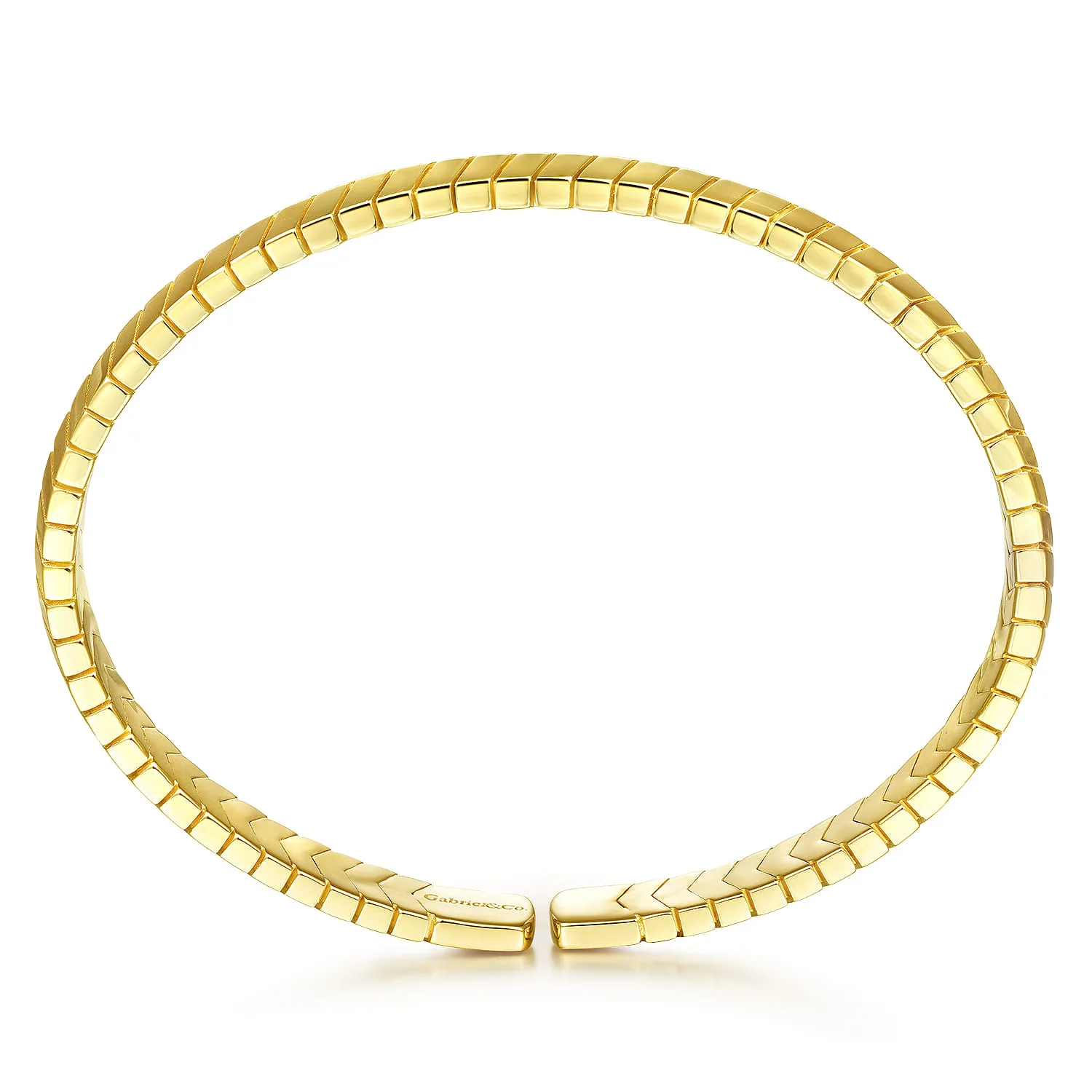 Chevron Open Cuff Bracelet in 14K Yellow Gold, photograph 3