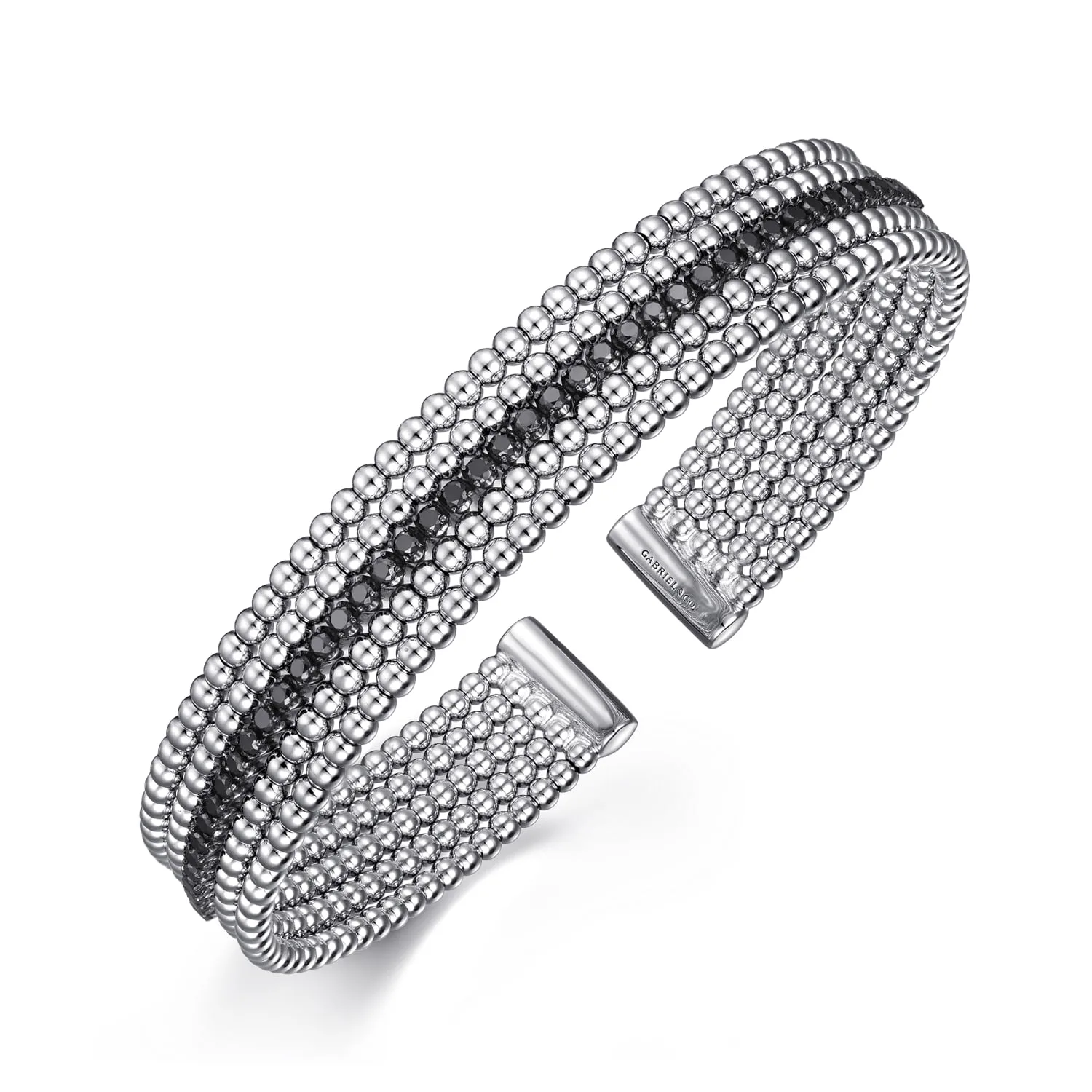 Black Spinel Bujukan Cuff Bracelet in Sterling Silver, photograph 2