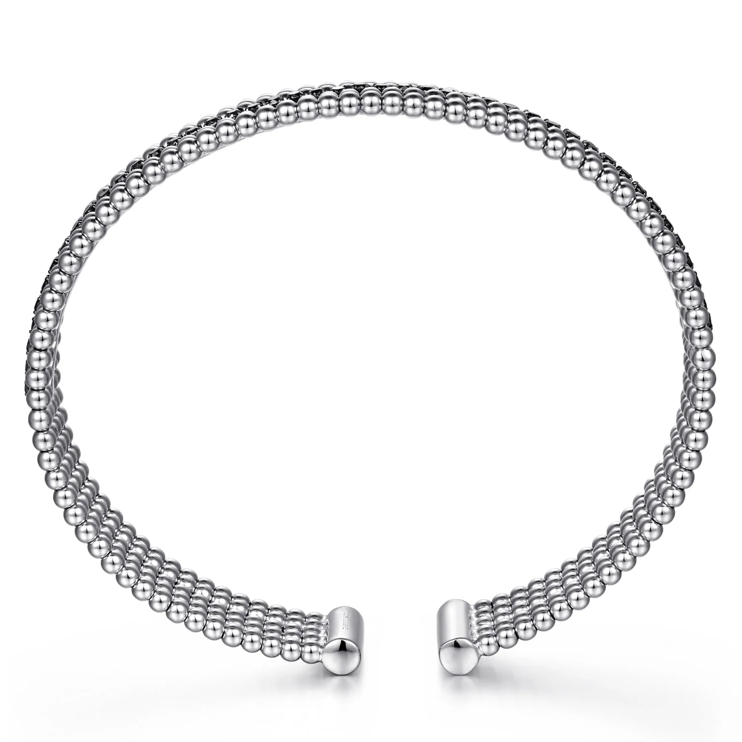 Black Spinel Bujukan Cuff Bracelet in Sterling Silver, photograph 3