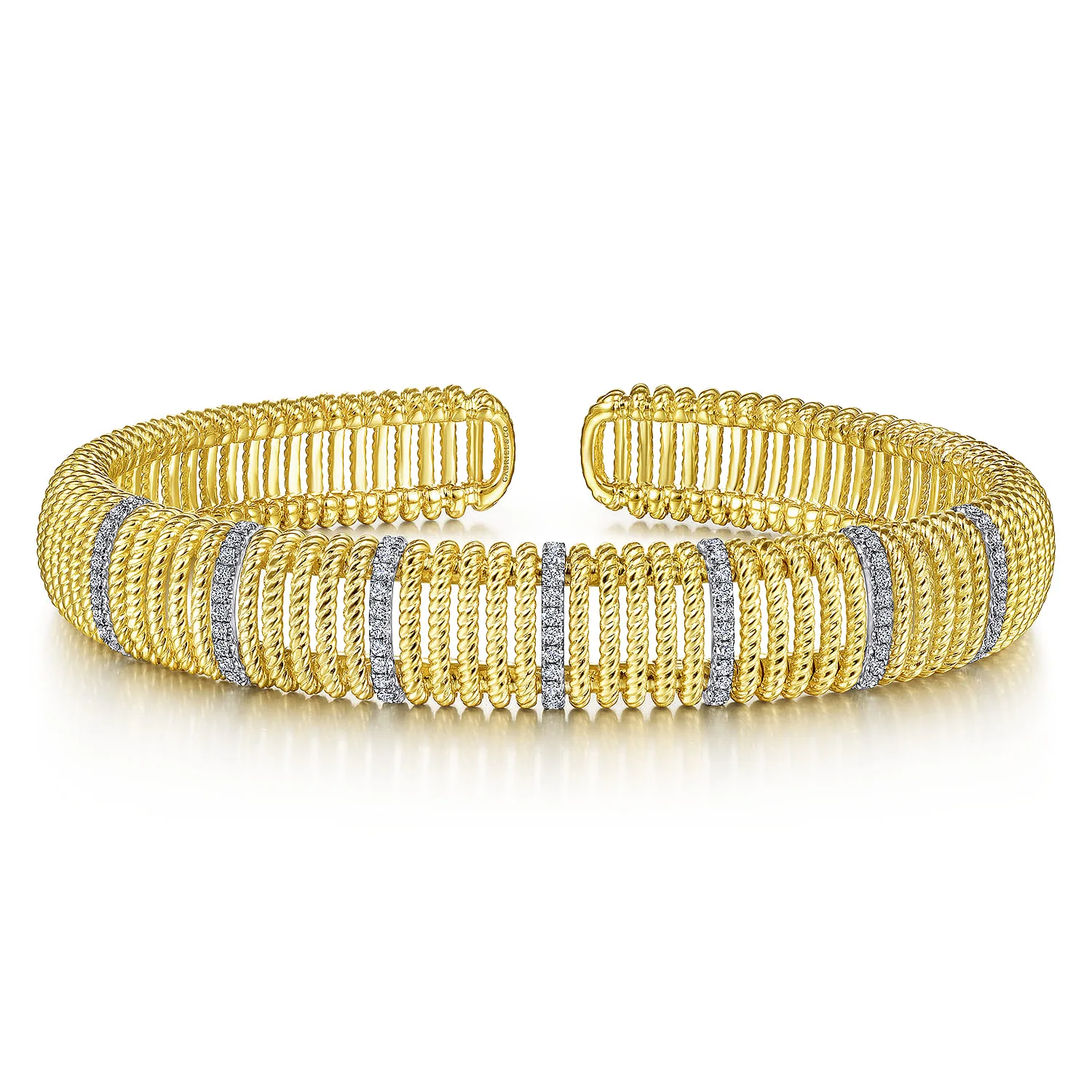 Twisted Rope Cuff Bracelet with Diamond Stations
