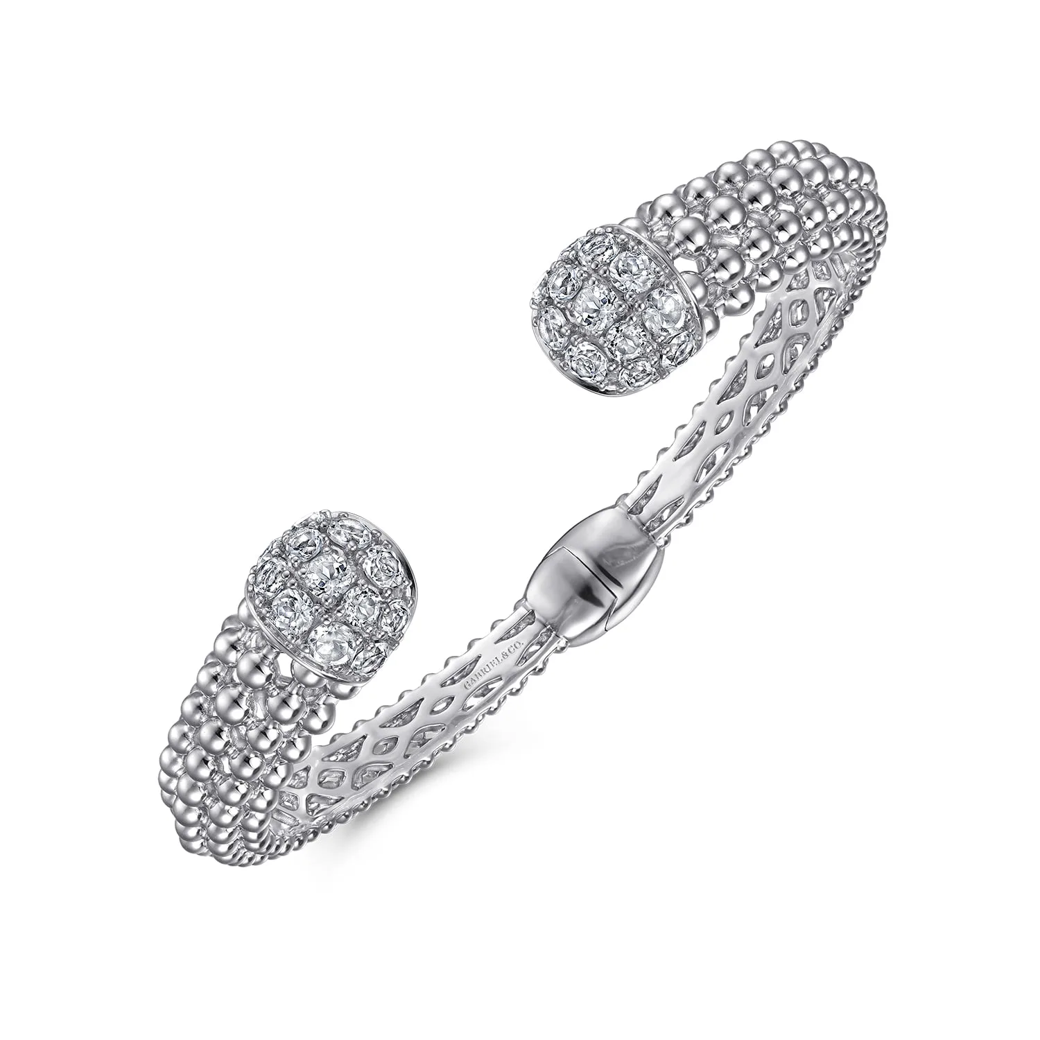 White Sapphire Bujukan Bangle in Sterling Silver, photograph 2
