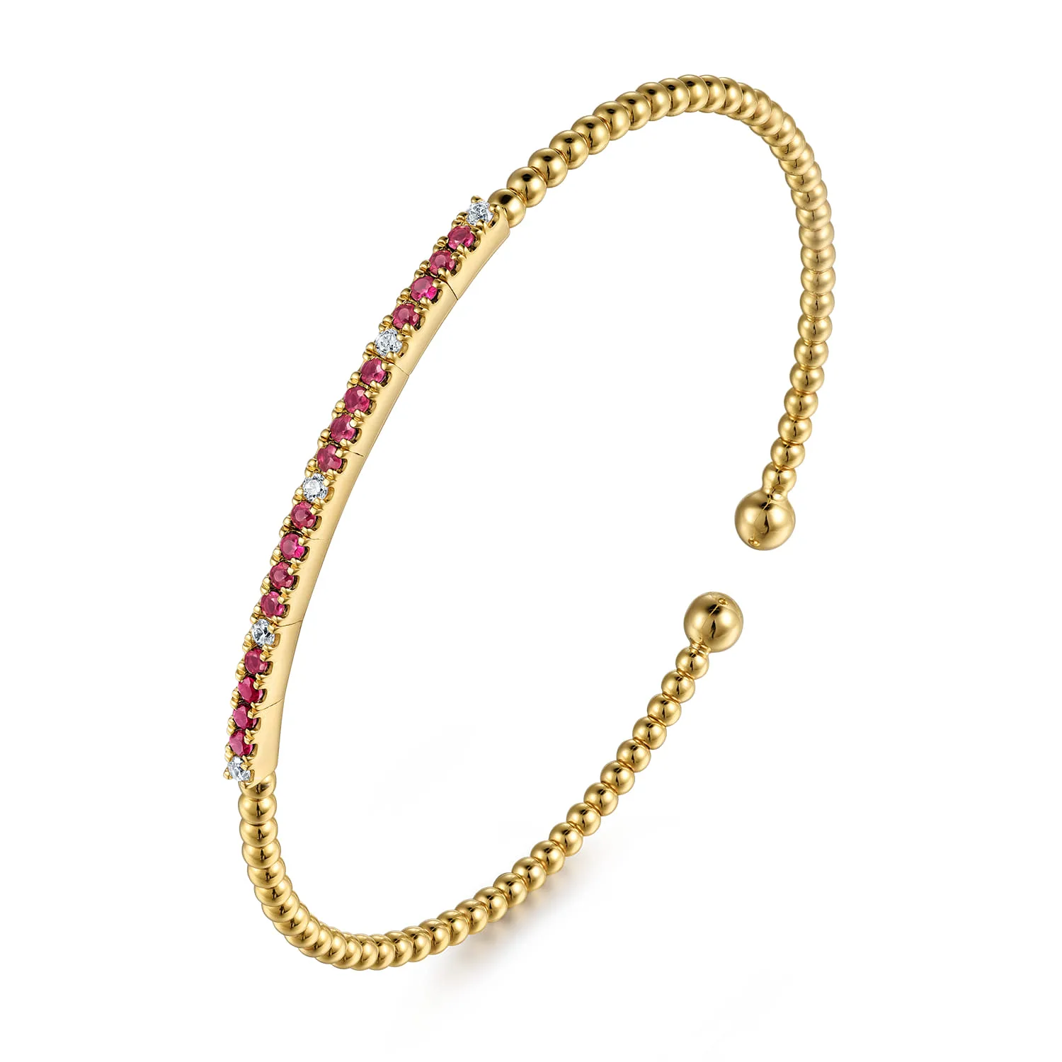 Diamond and Ruby Bangle in 14K Yellow Gold, photograph 2