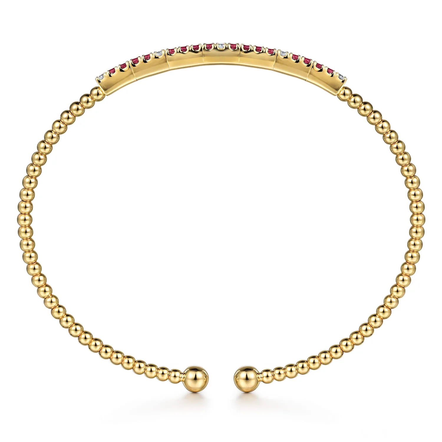 Diamond and Ruby Bangle in 14K Yellow Gold, photograph 3