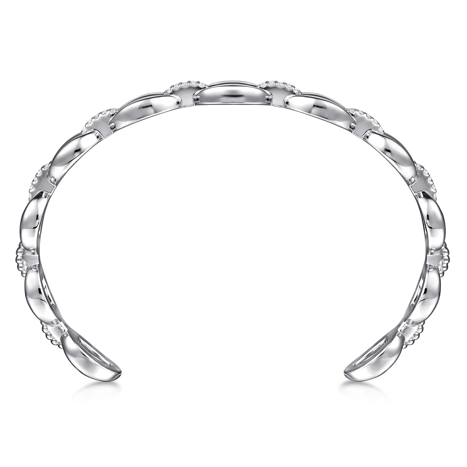 White Sapphire Bujukan Link Chain Bangle in Sterling Silver, photograph 3