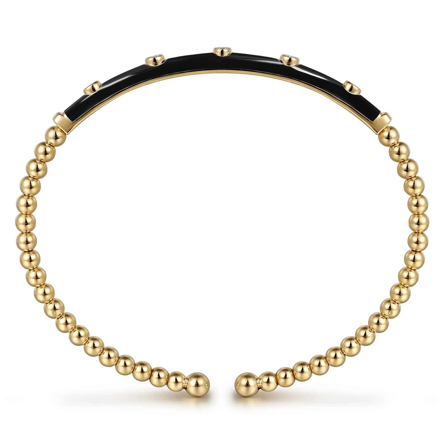 Bujukan Beads and Diamond Split Bangle with Enamel in 14K Yellow Gold, photograph 3