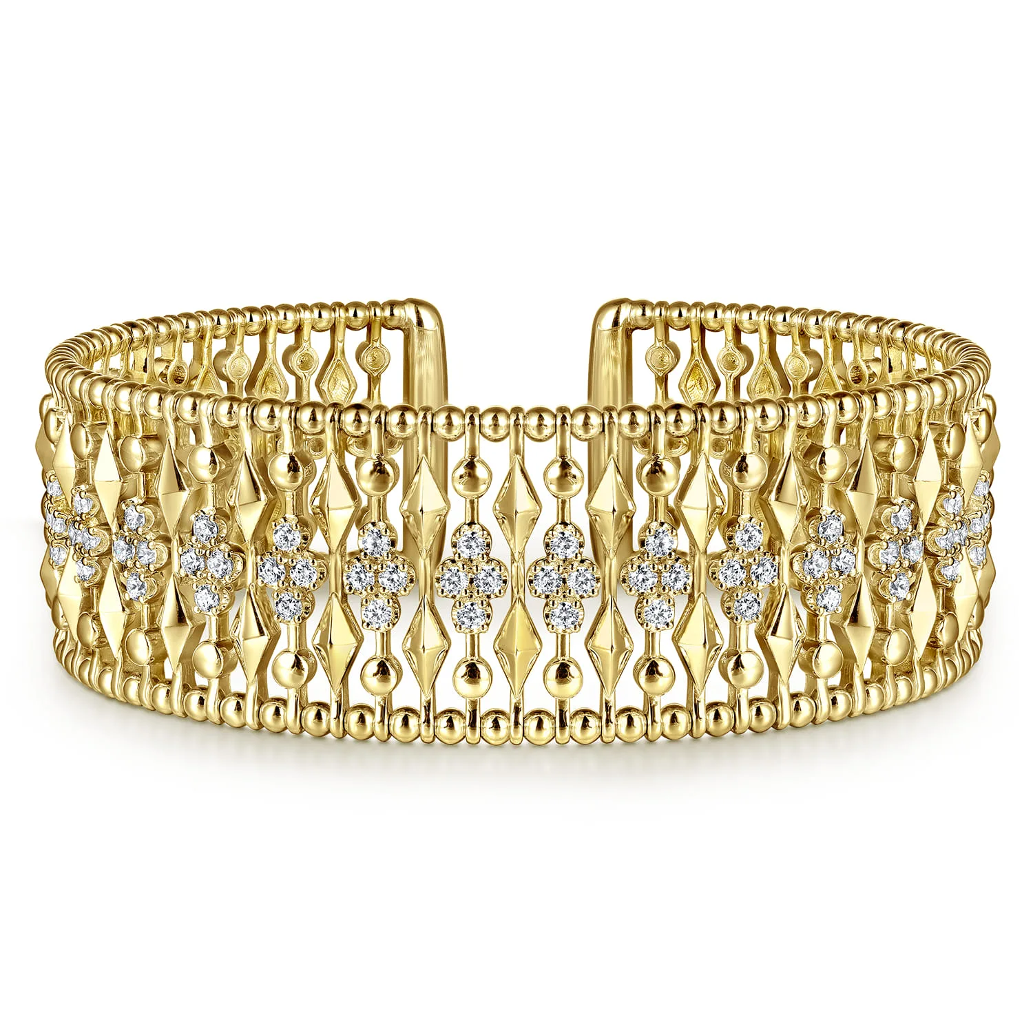 Diamond and Bujukan Beads Cuff Bangle Bracelet