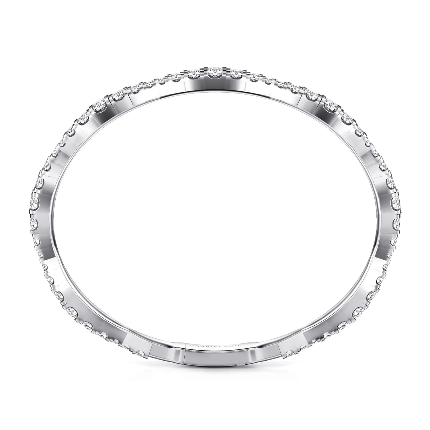 Graduating Diamond Station Bangle in 14K White Gold, photograph 3