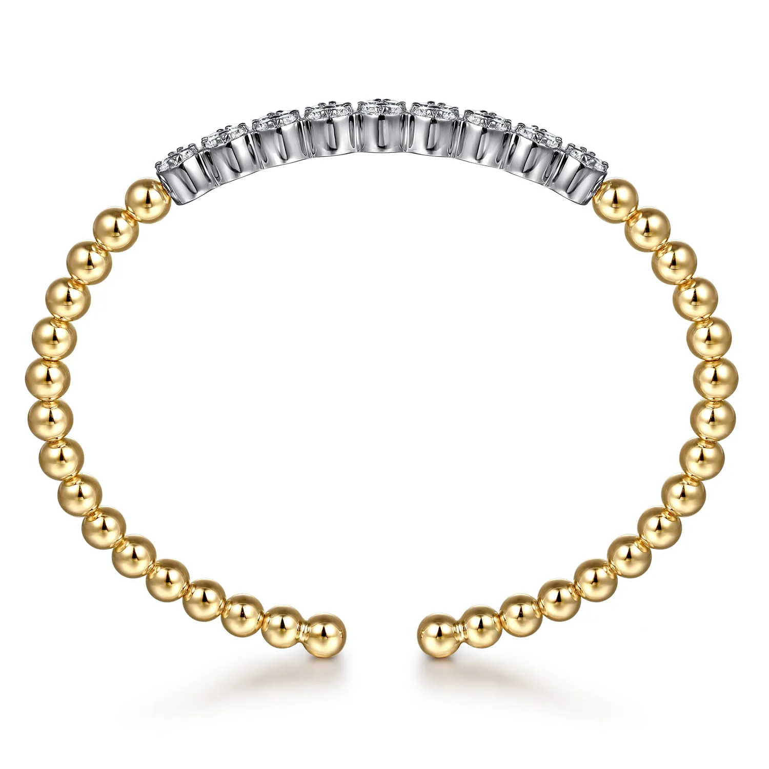 Bujukan Diamond Cluster Split Bangle Bracelet in 14K White/Yellow Gold, photograph 3