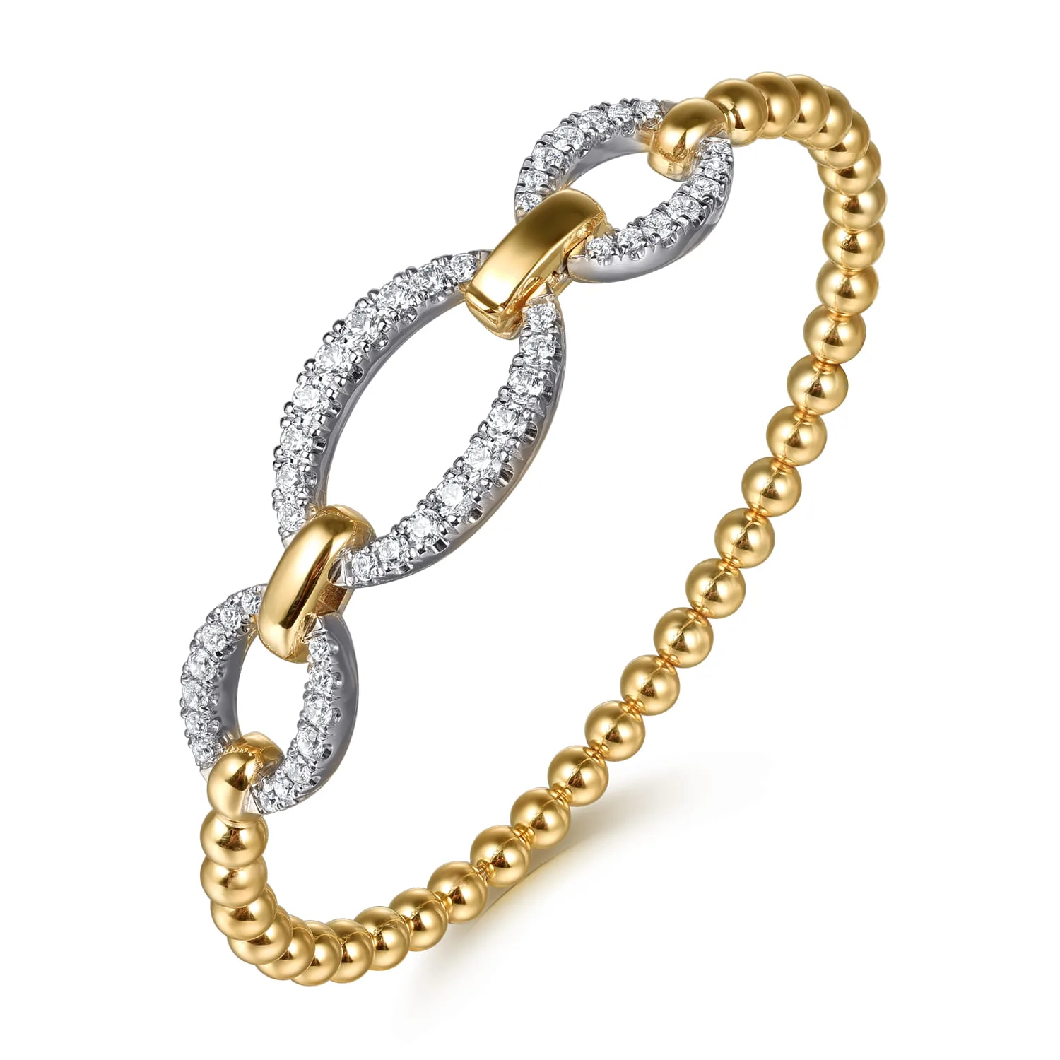 Bujukan Diamond Link Split Bangle Bracelet in 14K White/Yellow Gold, photograph 2