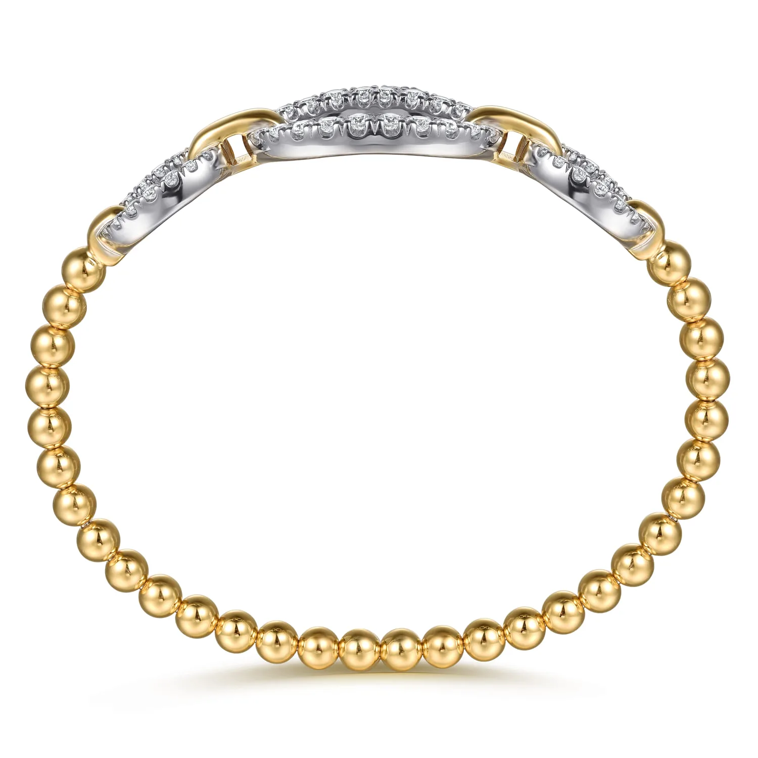 Bujukan Diamond Link Split Bangle Bracelet in 14K White/Yellow Gold, photograph 3