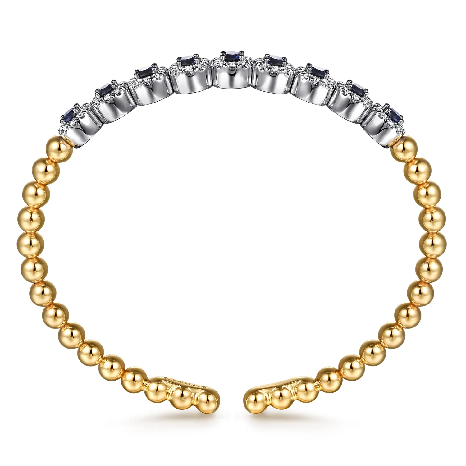 Diamond and Sapphire Bangle in 14K White/Yellow Gold, photograph 3