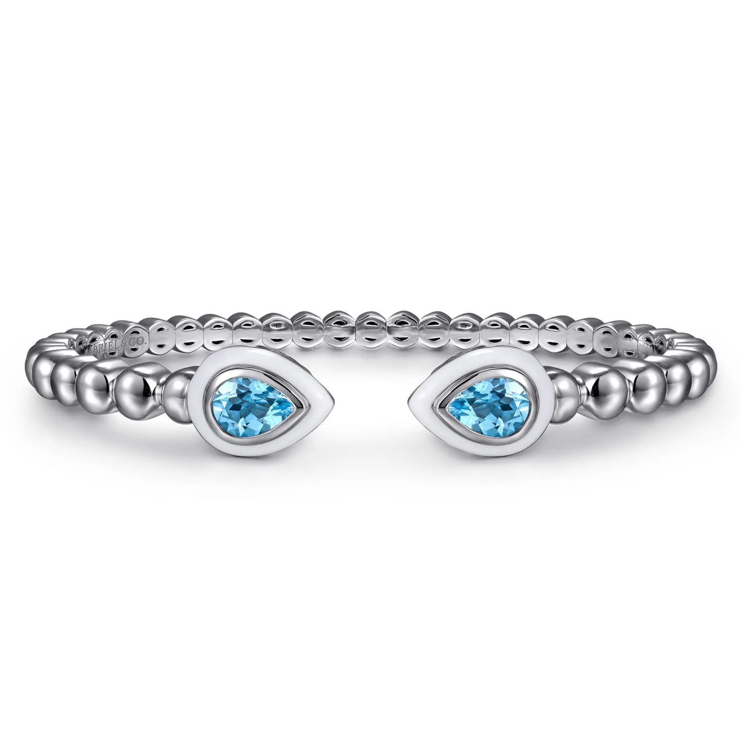 Bujukan Blue Topaz Open Bangle with White Enamel