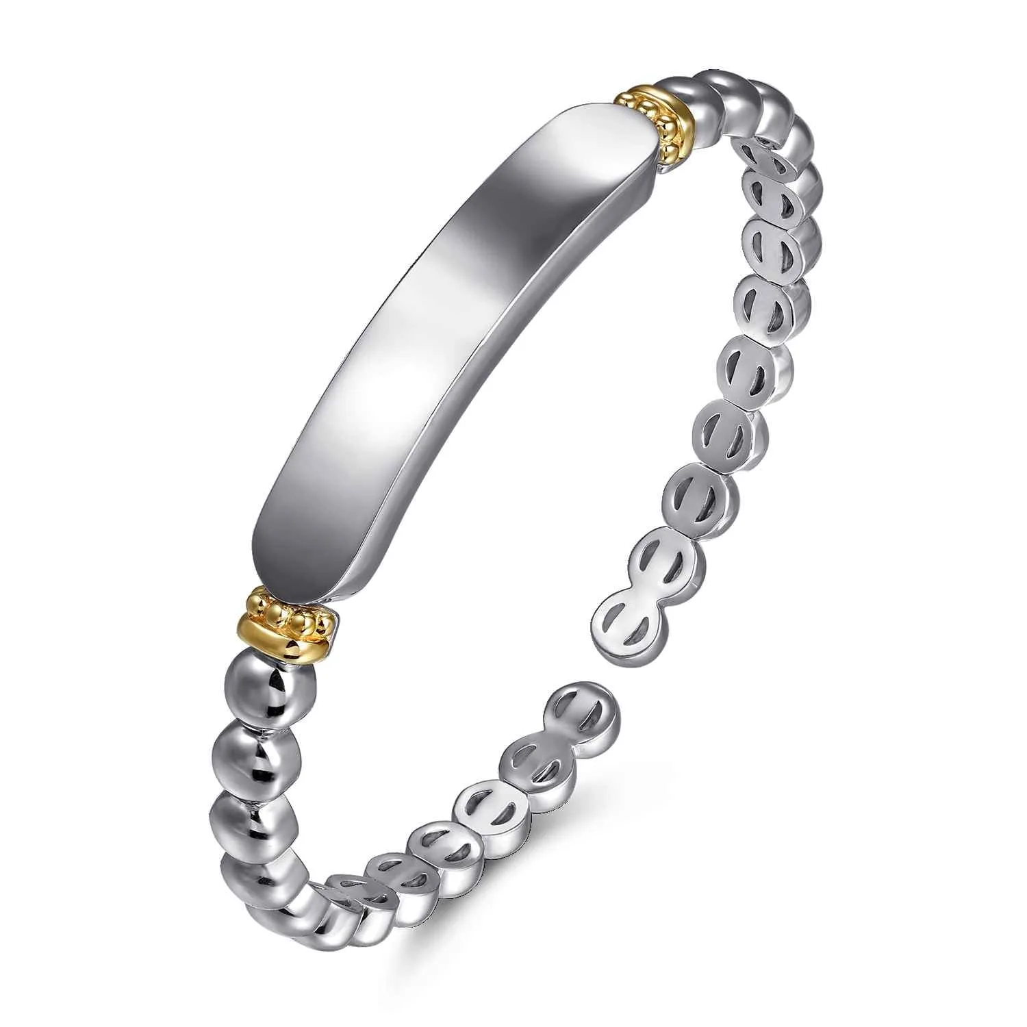 and Bujukan Personalize Open Bangle Bracelet in 14K Yellow Gold, photograph 2