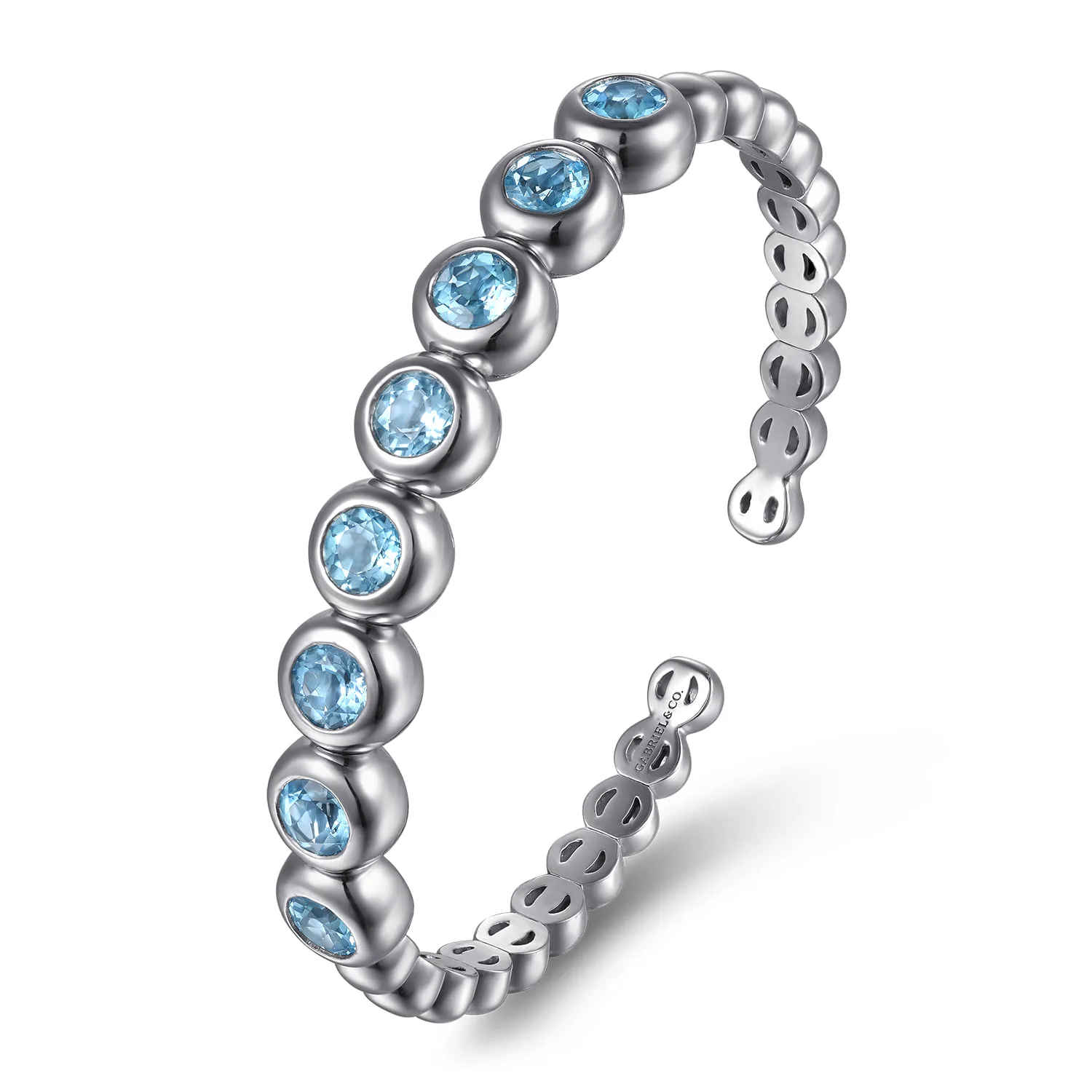 Bujukan and Blue Topaz Open Bangle in Sterling Silver, photograph 2