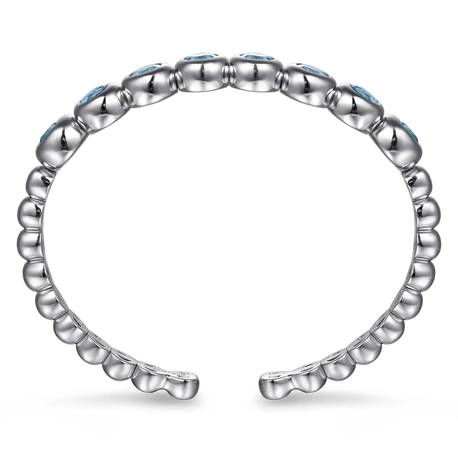 Bujukan and Blue Topaz Open Bangle in Sterling Silver, photograph 3