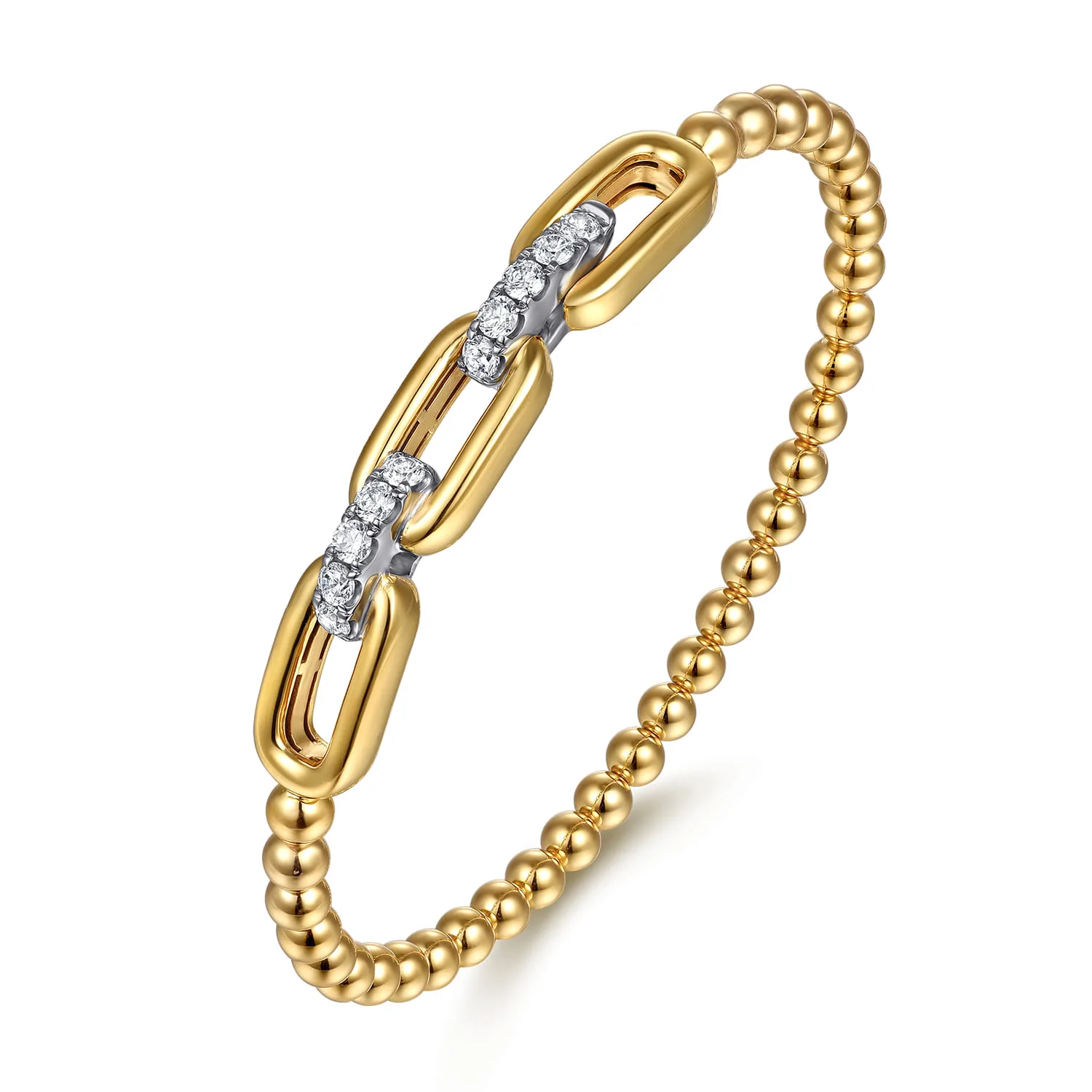 Bujukan and Diamond Bangle Bracelet in 14K White/Yellow Gold, photograph 2