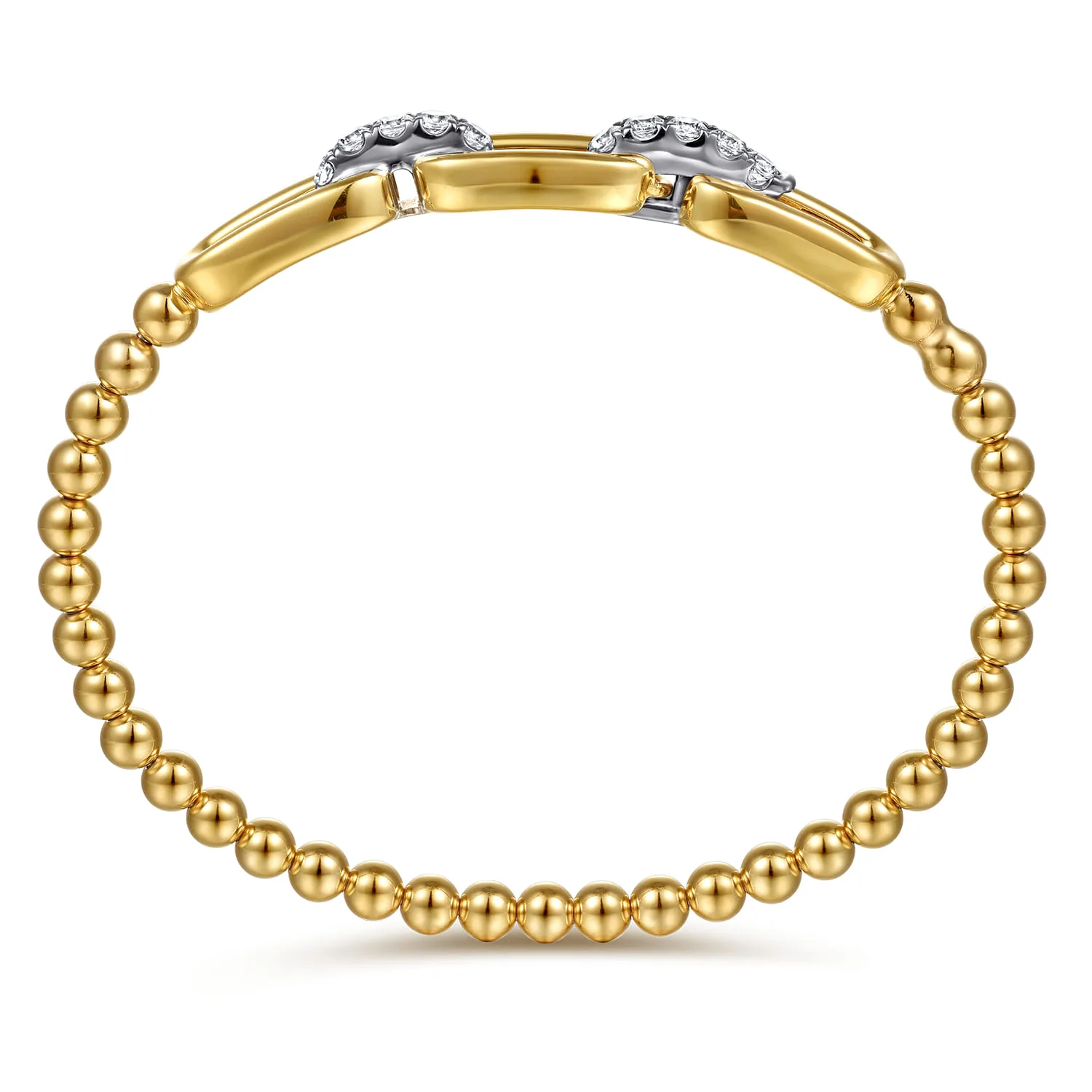 Bujukan and Diamond Bangle Bracelet in 14K White/Yellow Gold, photograph 3