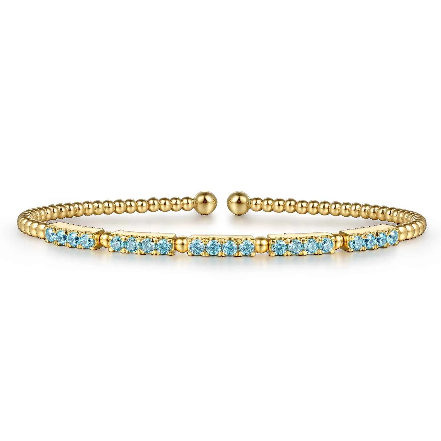 Bujukan Beads and Blue Topaz Split Bangle Bracelet