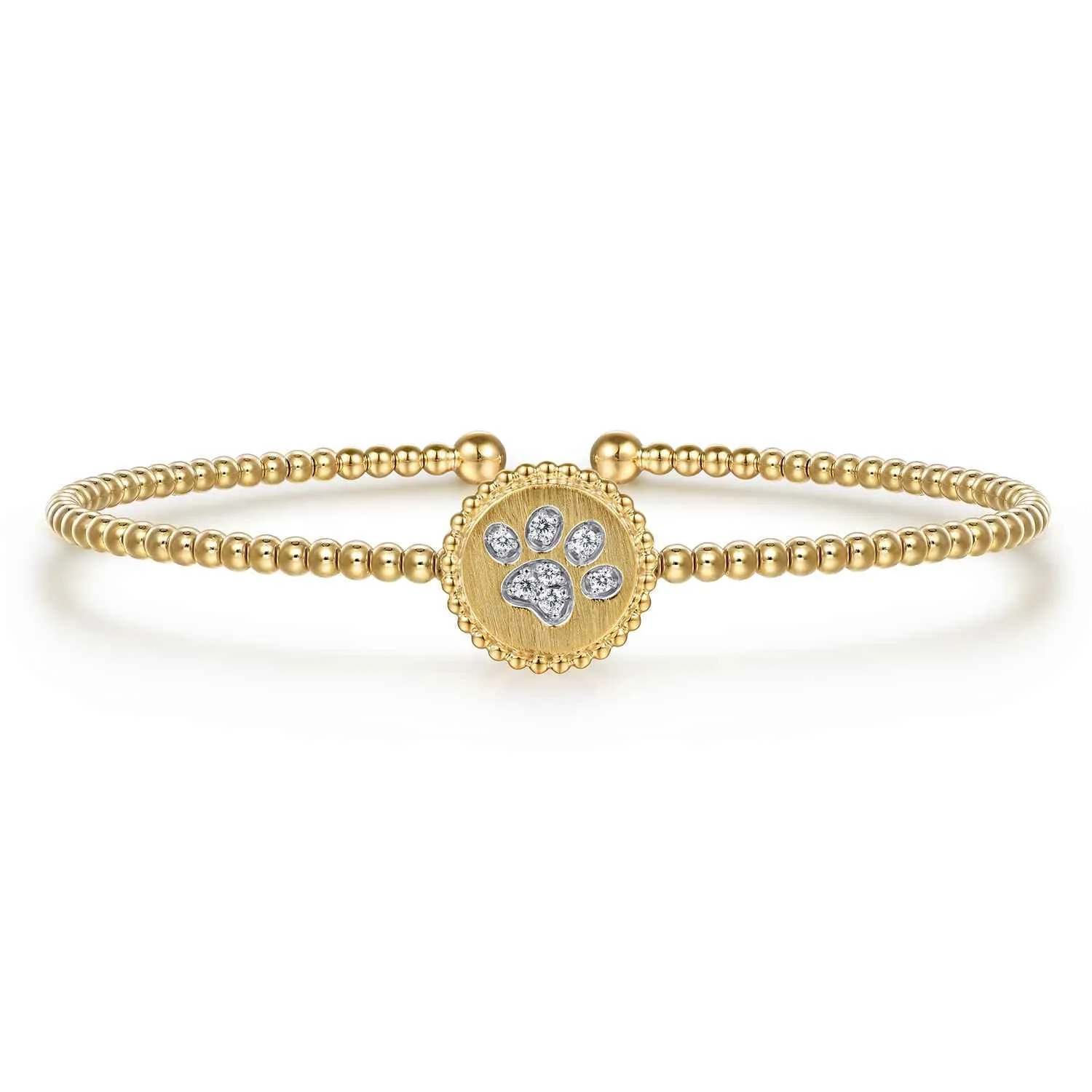 Bujukan and Diamond Paw Print Split Bangle Bracelet