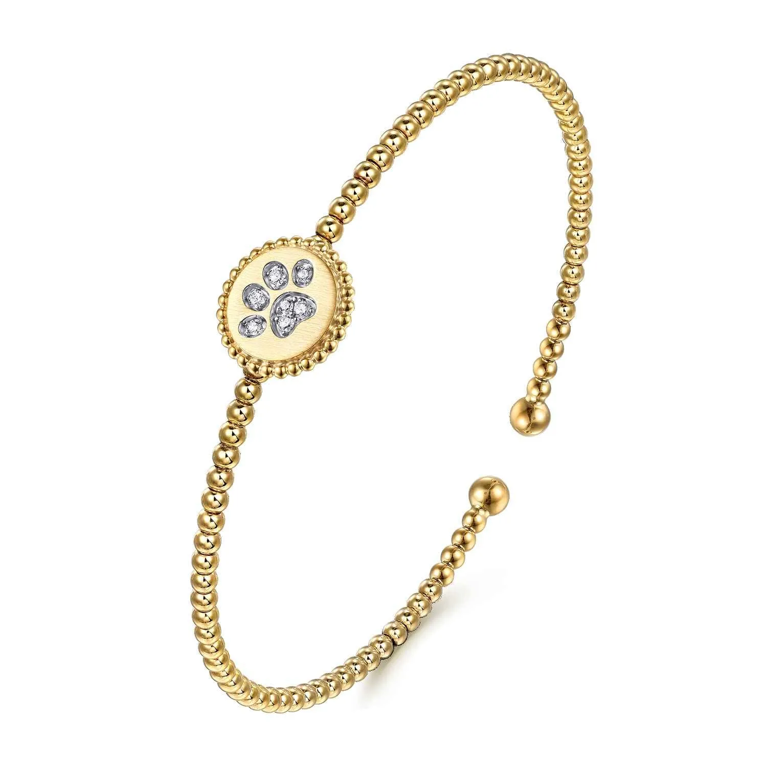 Bujukan and Diamond Paw Print Split Bangle Bracelet in 14K Yellow Gold, photograph 2