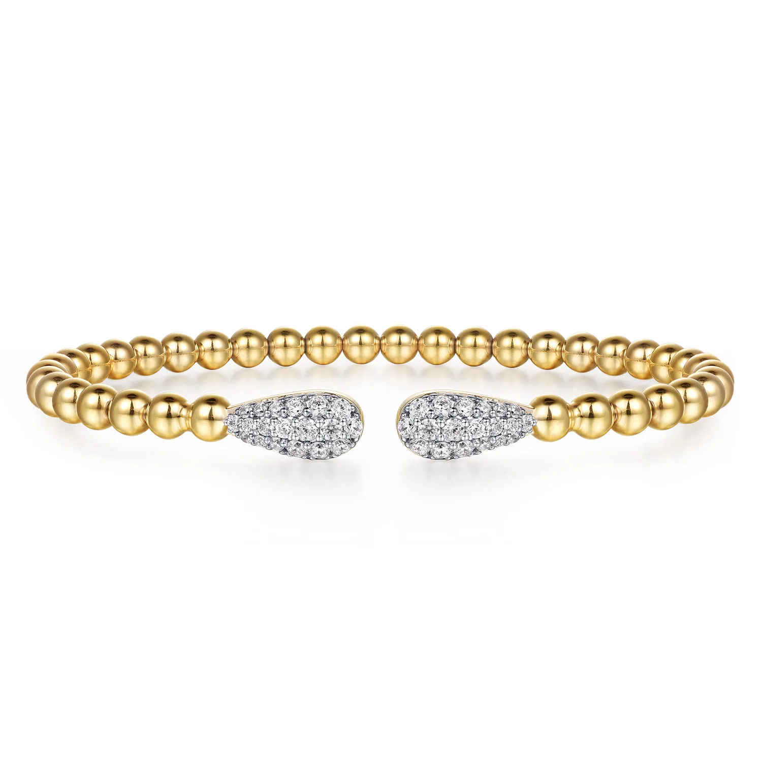 Bujukan and Pave Diamond Teardrop Open Bangle Bracelet