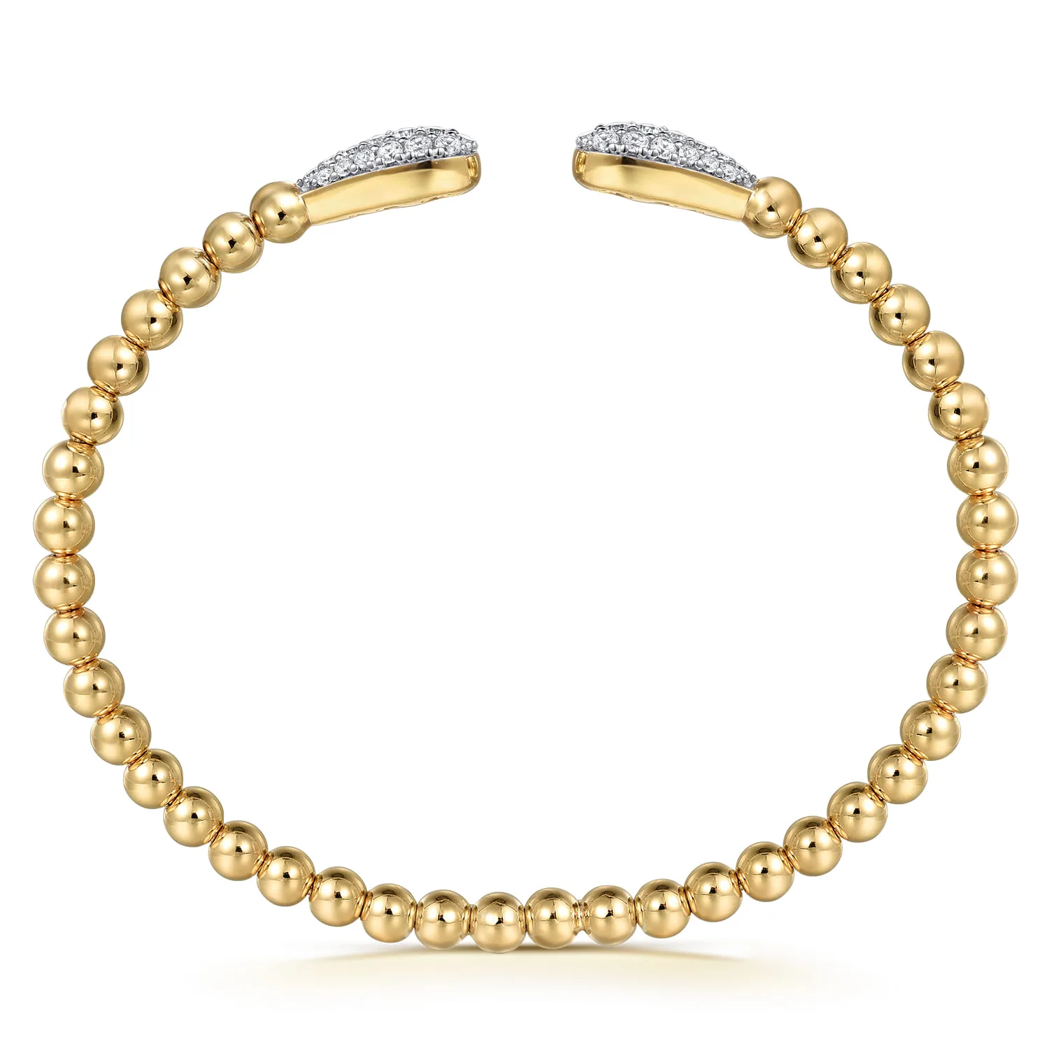 Bujukan and Pave Diamond Teardrop Open Bangle Bracelet in 14K Yellow Gold, photograph 3