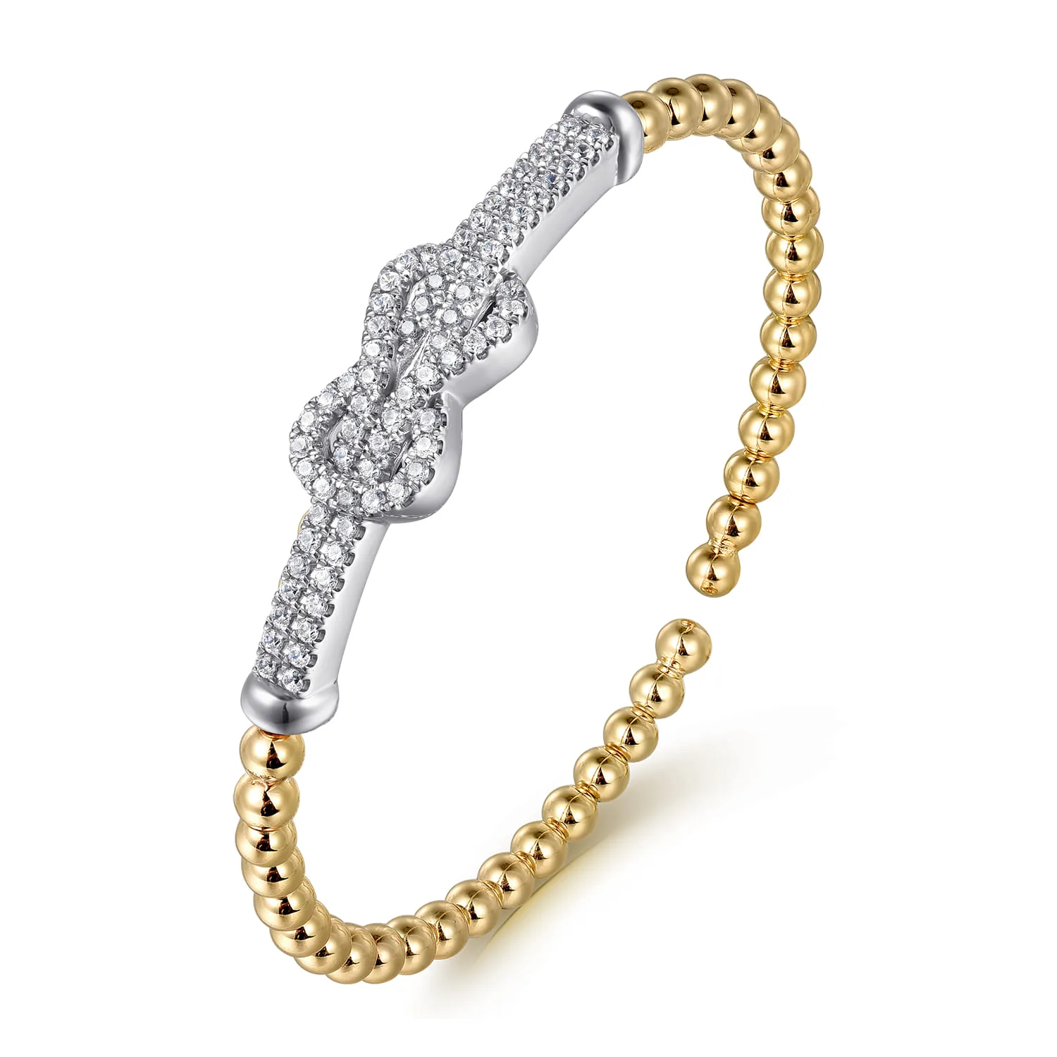 Bujukan and Diamond Interlocking Split Bangle Bracelet in 14K White/Yellow Gold, photograph 2