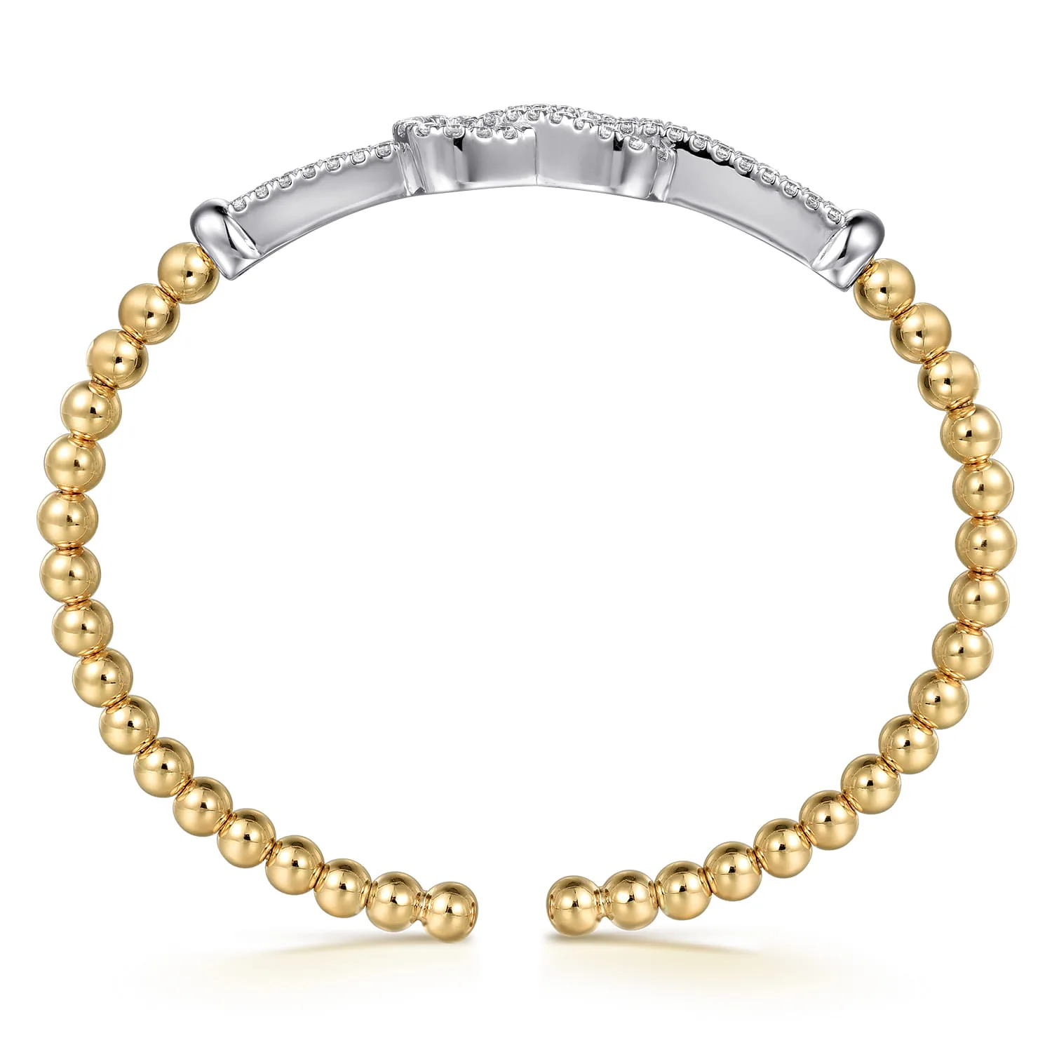 Bujukan and Diamond Interlocking Split Bangle Bracelet in 14K White/Yellow Gold, photograph 3