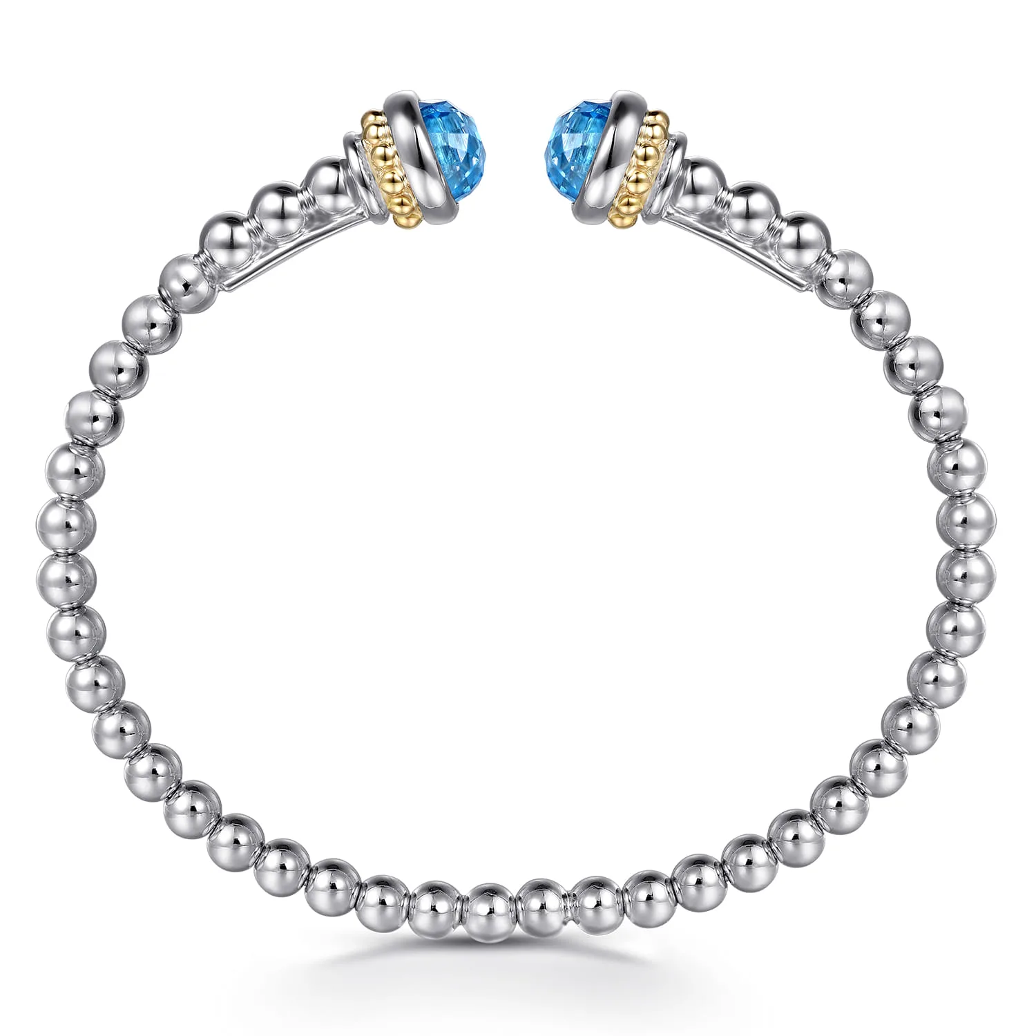 and Blue Topaz Bujukan Open Bangle in 14K Yellow Gold, photograph 3