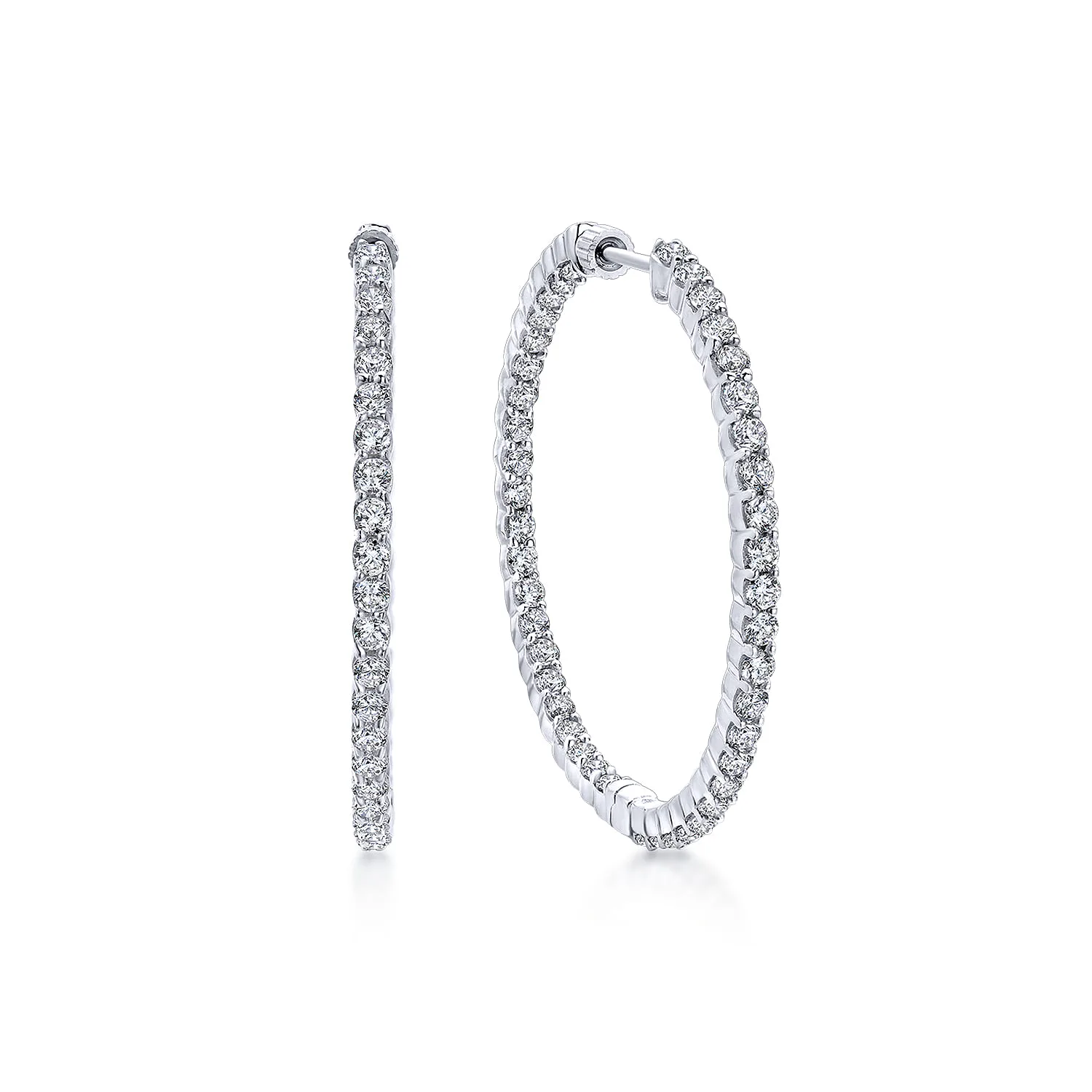 Prong Set 35mm Inside Out Diamond Hoop Earrings