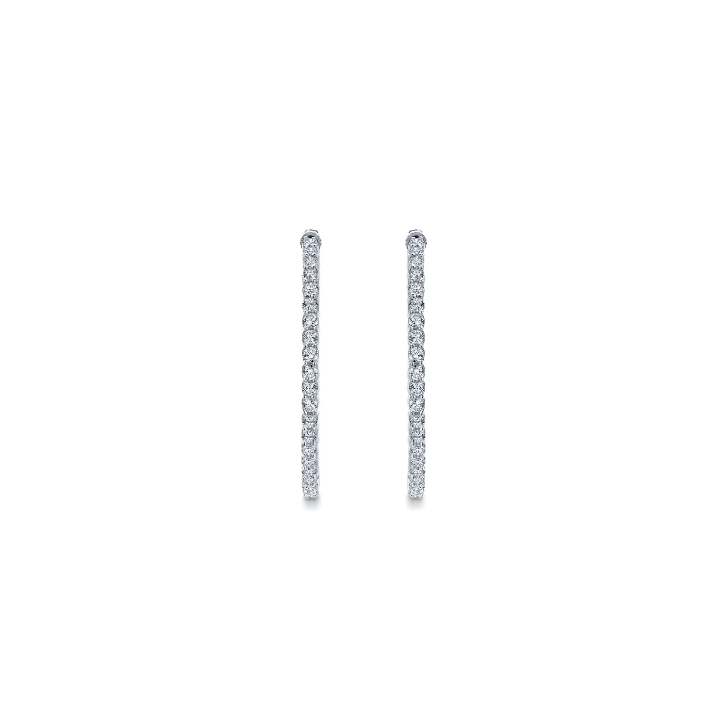 Prong Set 35mm Inside Out Diamond Hoop Earrings in 14K White Gold, photograph 3